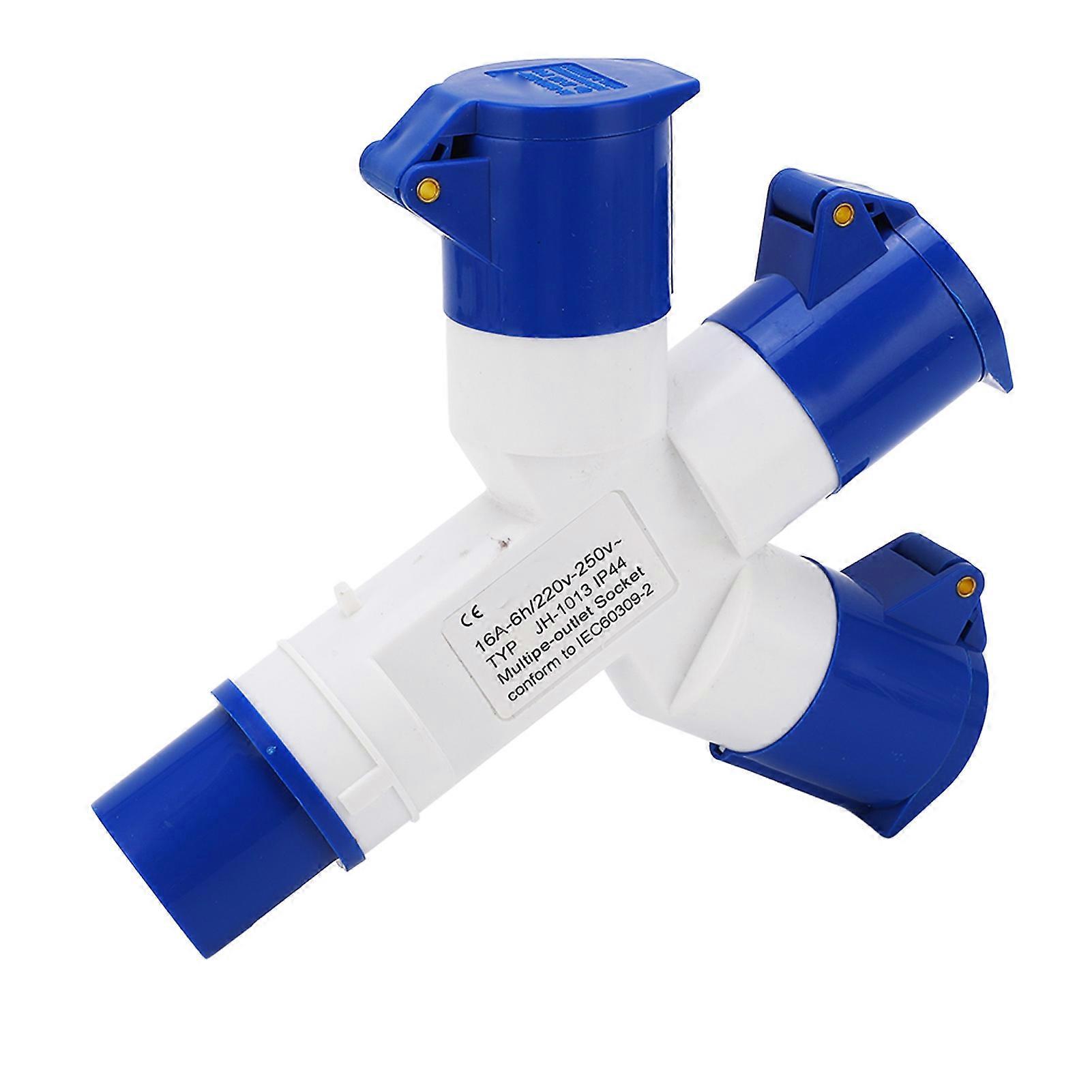 Industrial Plug Socket 1 in 3 Out 3 Core IP44 Waterproof Multifunctional Socket Connector 16A 220‑250V