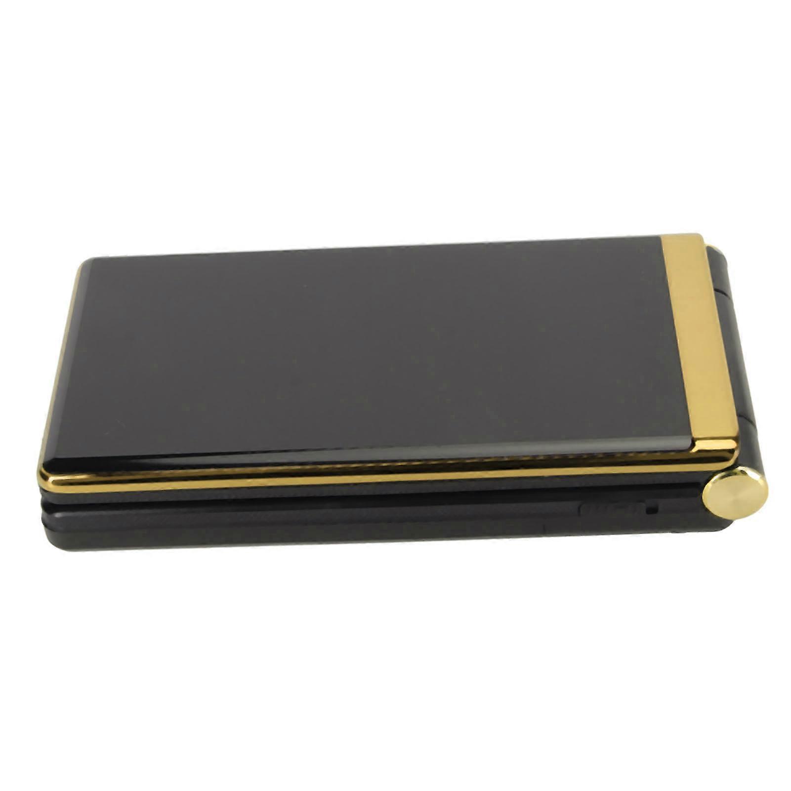 Flip Phone Unlocked for Seniors 2G GSM Phone with Backlight Large Buttons High Volume Dual Screen Dual SIM Card 5900mAh 100‑240V Gold US Plug