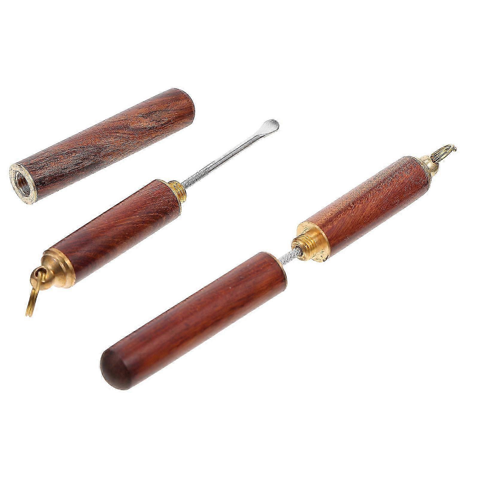 Ear Picks, 2pcs Retro Portable Light Brown Ear Cleaners Crafts