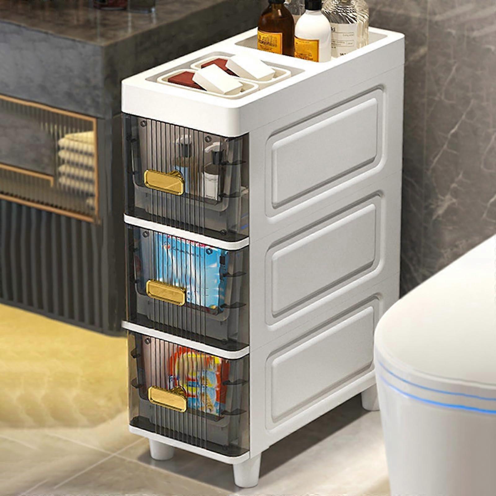 Slim Bathroom Storage Cabinet Tall Narrow Shelving Unit Vertical Floor Unit Compact Storage Solution For Small Spaces