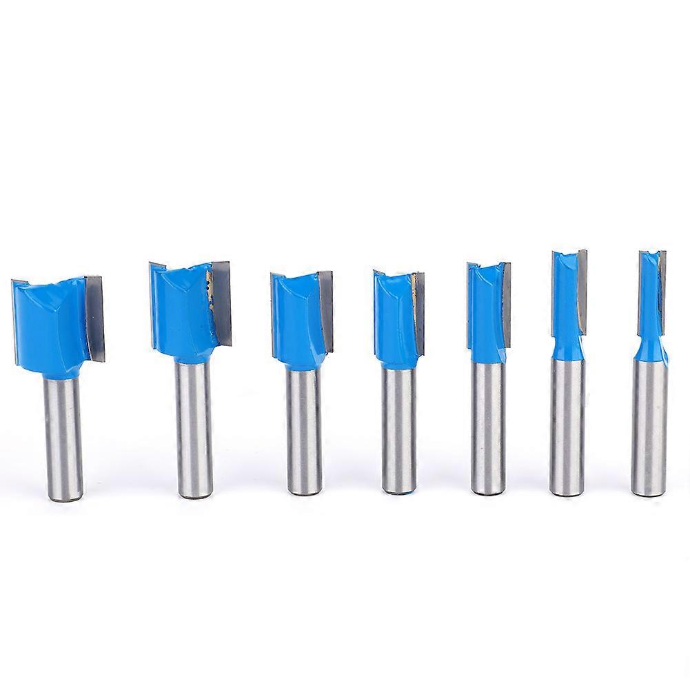 7 Pcs Woodworking Router Bit Straight Double Flute YG8 Alloy Router Bit 8mm