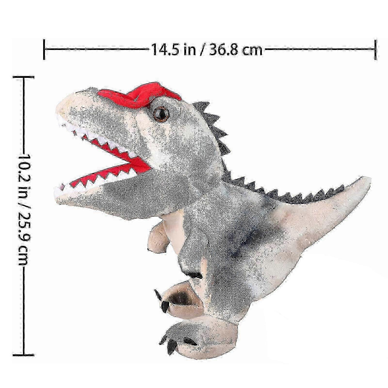 Plush Dinosaur Hand Puppet with Open Movable Mouth for Imaginative Play, Role Play, Interactive Toy Birthday Gift for Kids