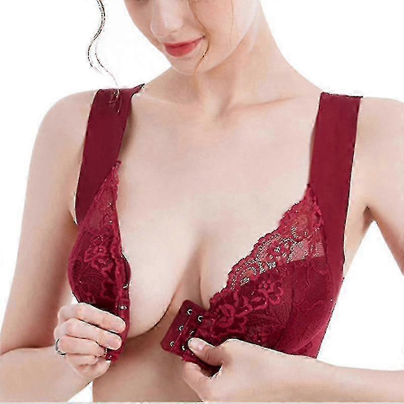 Front Closure Bra With Floral Lace Lift Stretch 5d Shaping Seamless Bra Push Up Full Coverage