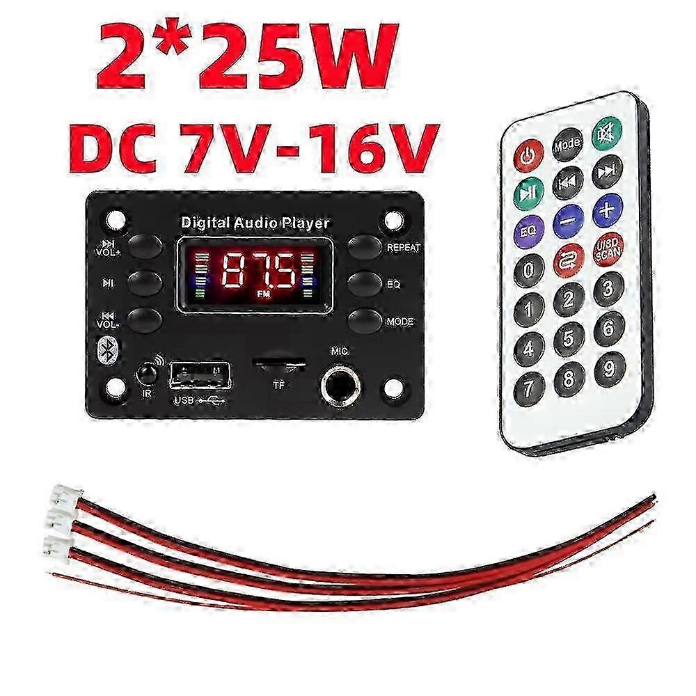 DC 5V-12V Bluetooth 5.0 MP3 WMA WAV APE Decoder Board Car Hands-free Audio Modules Microphone USB TF FM Radio MP3 Music Player Speaker