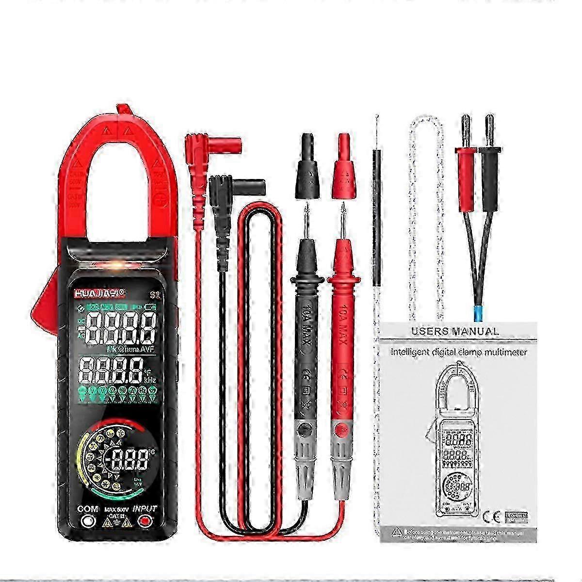 S1 DC/AC Digital Clamp Meter 6000 Counts 400A Amp Multimeter Color Screen Voltage Tester Hz NCV Ohm Meter