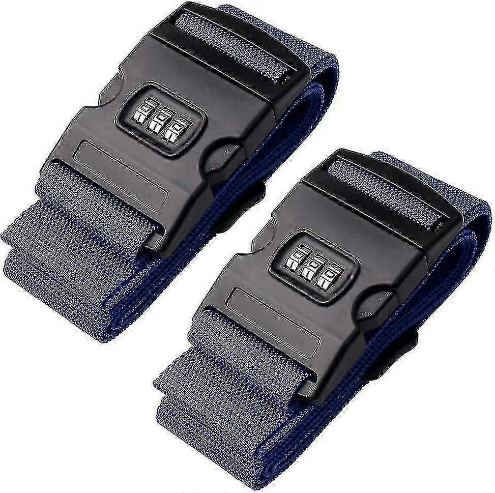 2 件装可调节行李带，带安全密码，耐用手提箱腰带，适用于商务旅行和飞机行李