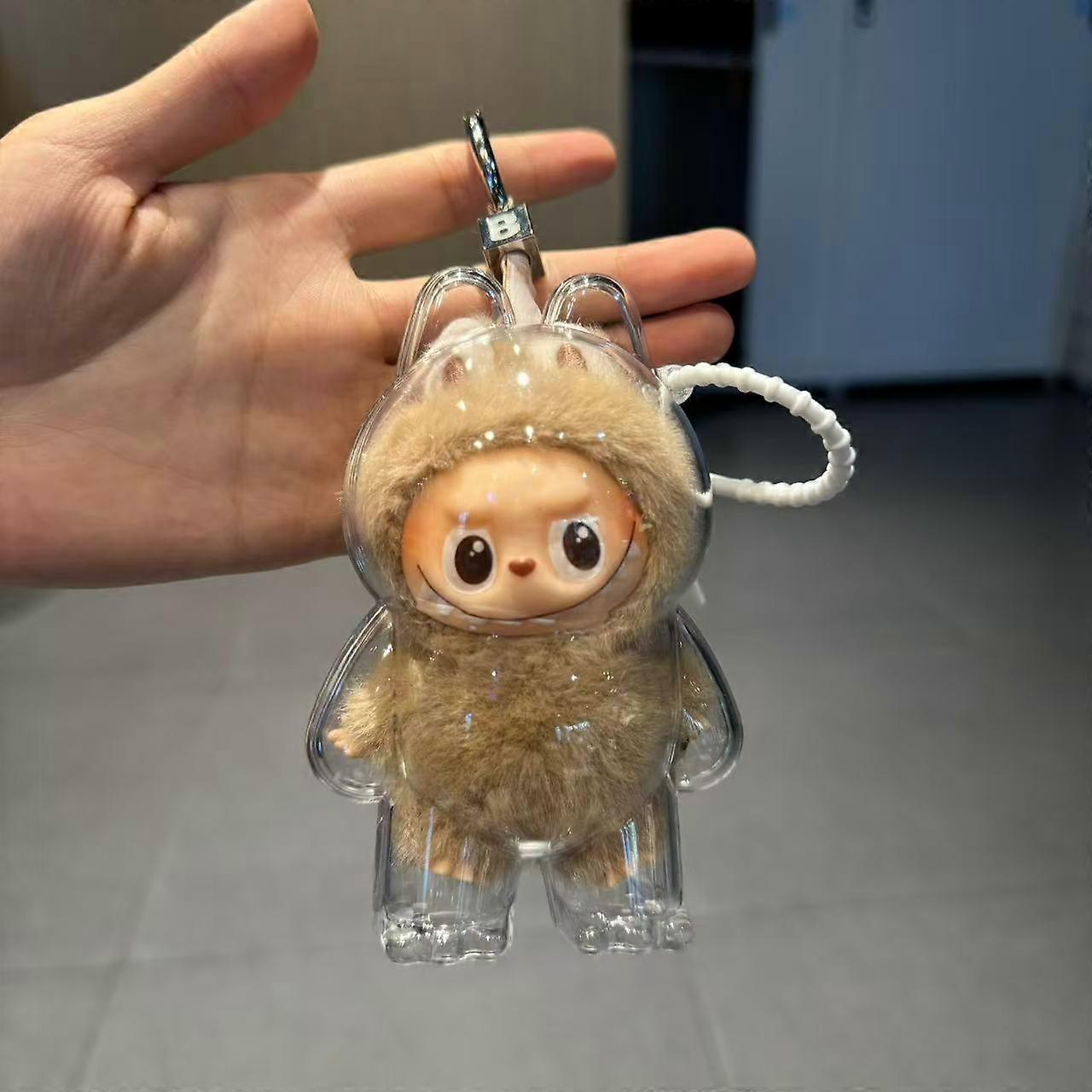 for Labubu 4.0 Mini Hard Protective Case for The Monsters PIN OF LOVE Series, Transparent Dustproof Cover with Strap for Display