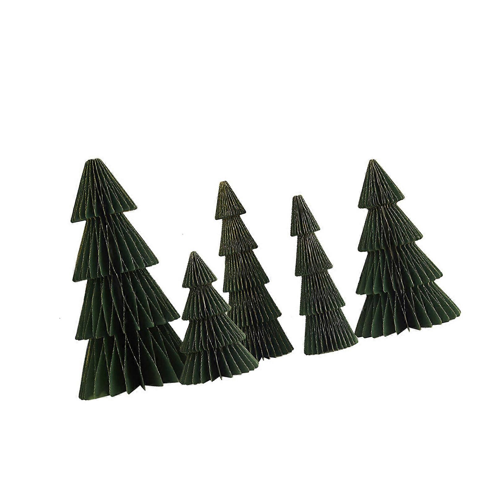 Foldable Paper Holiday Tree Collection 5Pieces Space Saving Storage Multiple Color Option Christmas Party Decors  Green