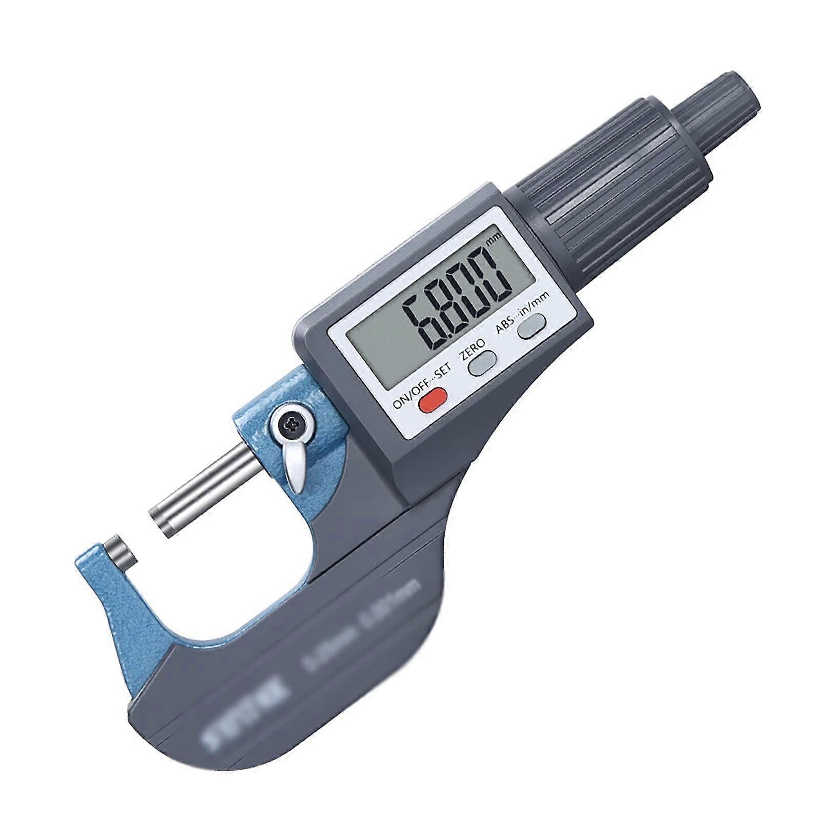 Digital Micrometer 025mm with LCD Display Precision Measuring Tool for Metal and Machinery Grey