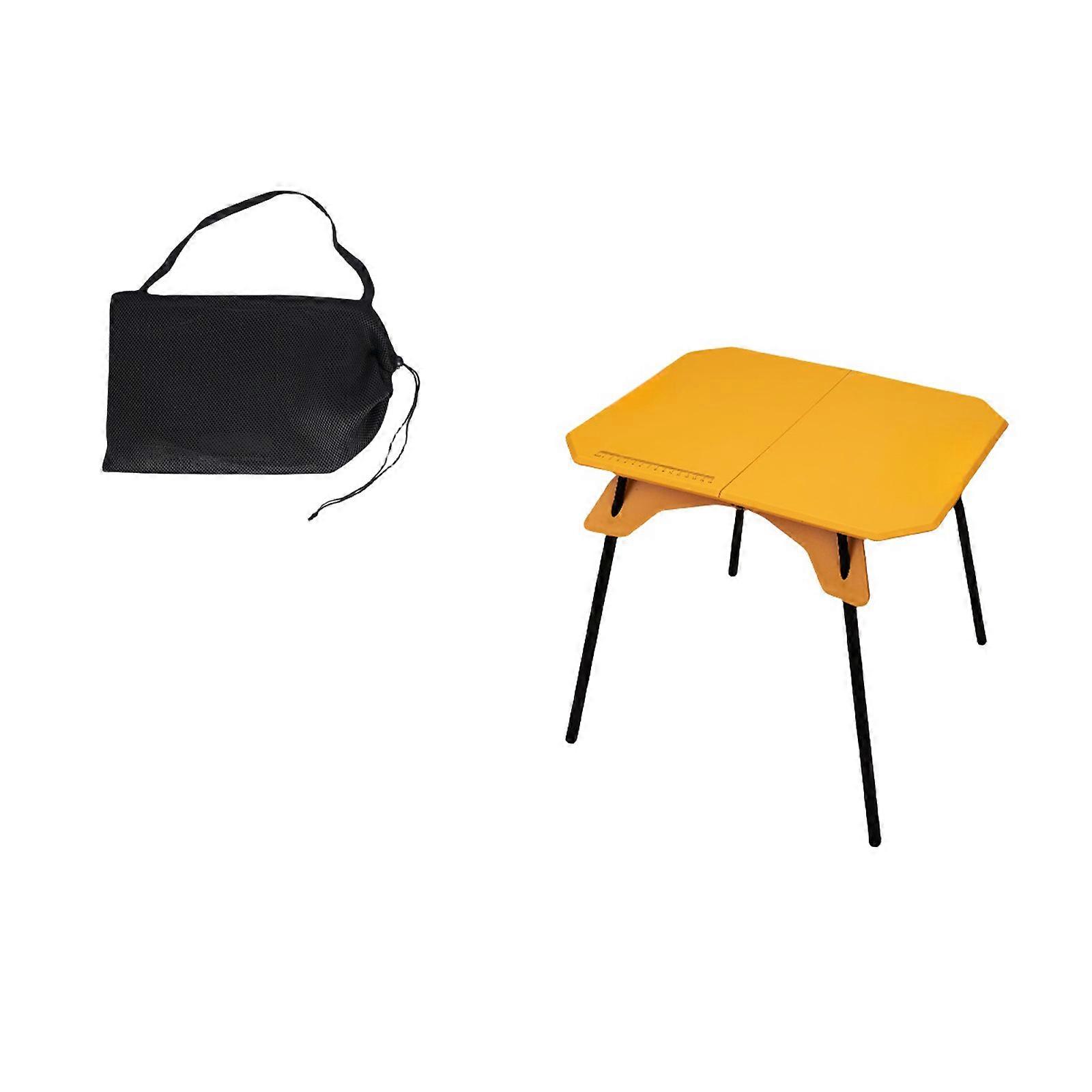Transportable Bending Camping Table With Modifiable Height And Constructed In Leg Storage For Wilderness Expeditions  Yellow