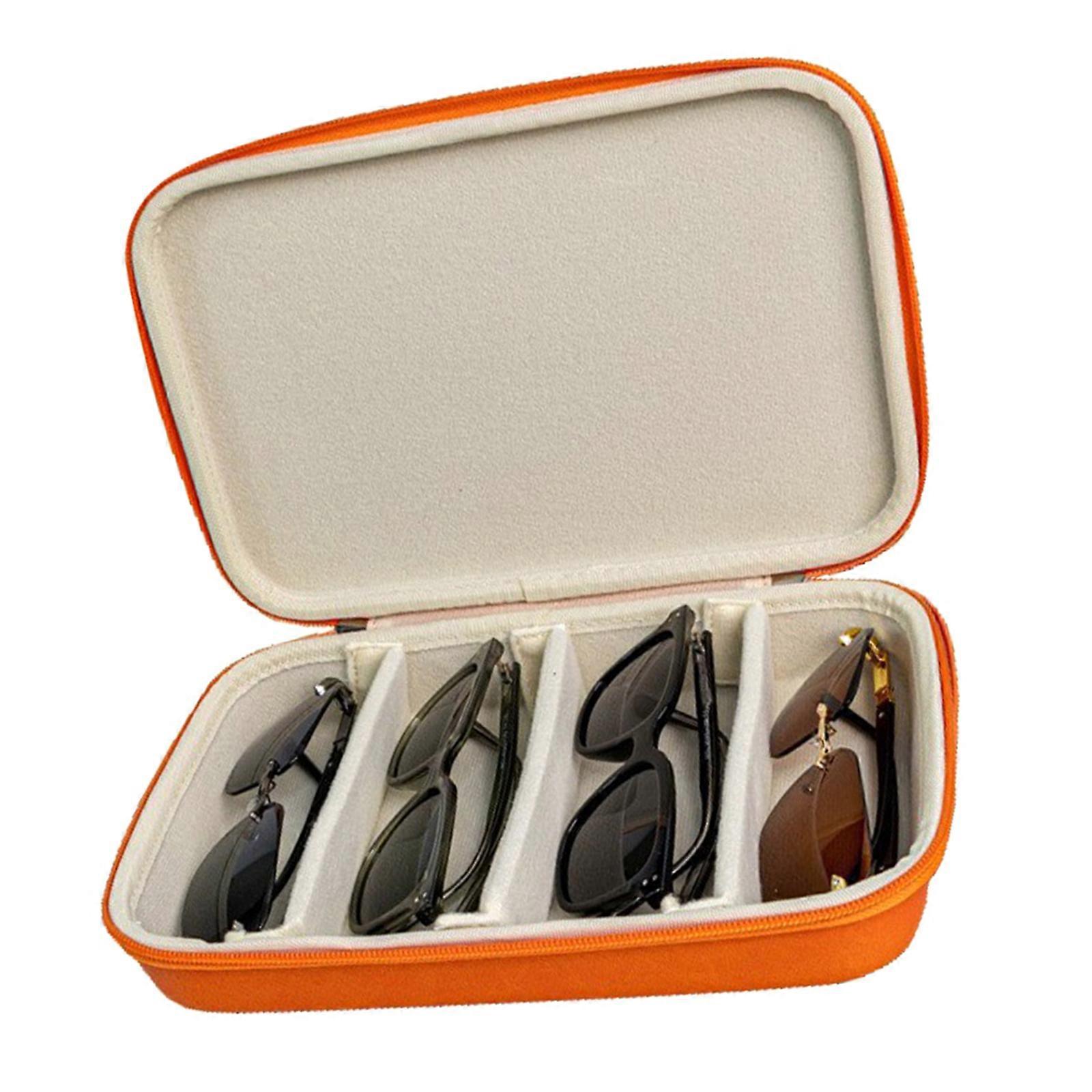 Sunglasses Storage Box Shockproof Durability Compacts With Soft Interior Padding For Eyewears Protecting  Orange