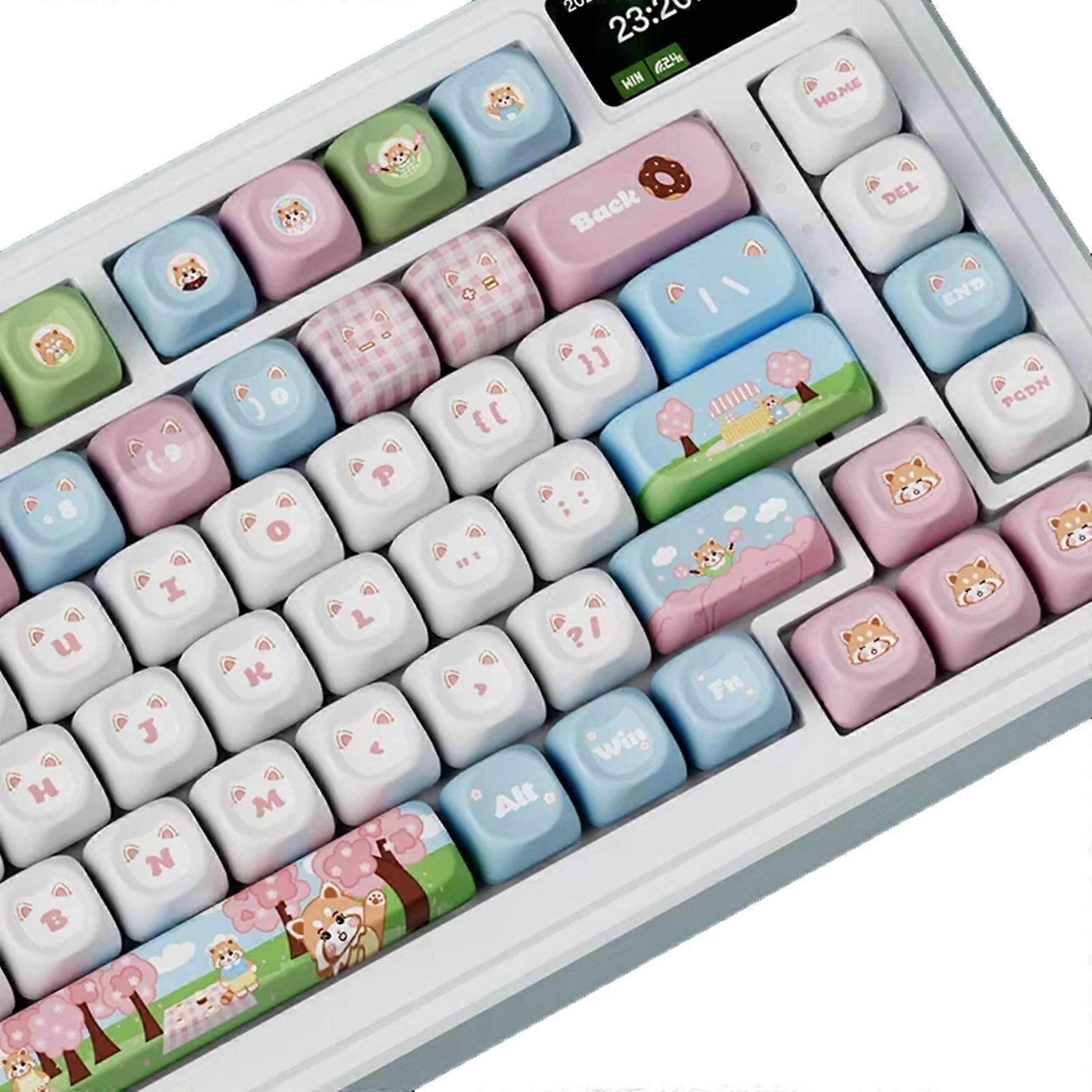 PBT Keycap 135Keys Cute Panda Spring Keycaps Dye sublimation OQO Profile Keycaps for Mxes Switches Gaming Mechanical Keyboards Multicolor