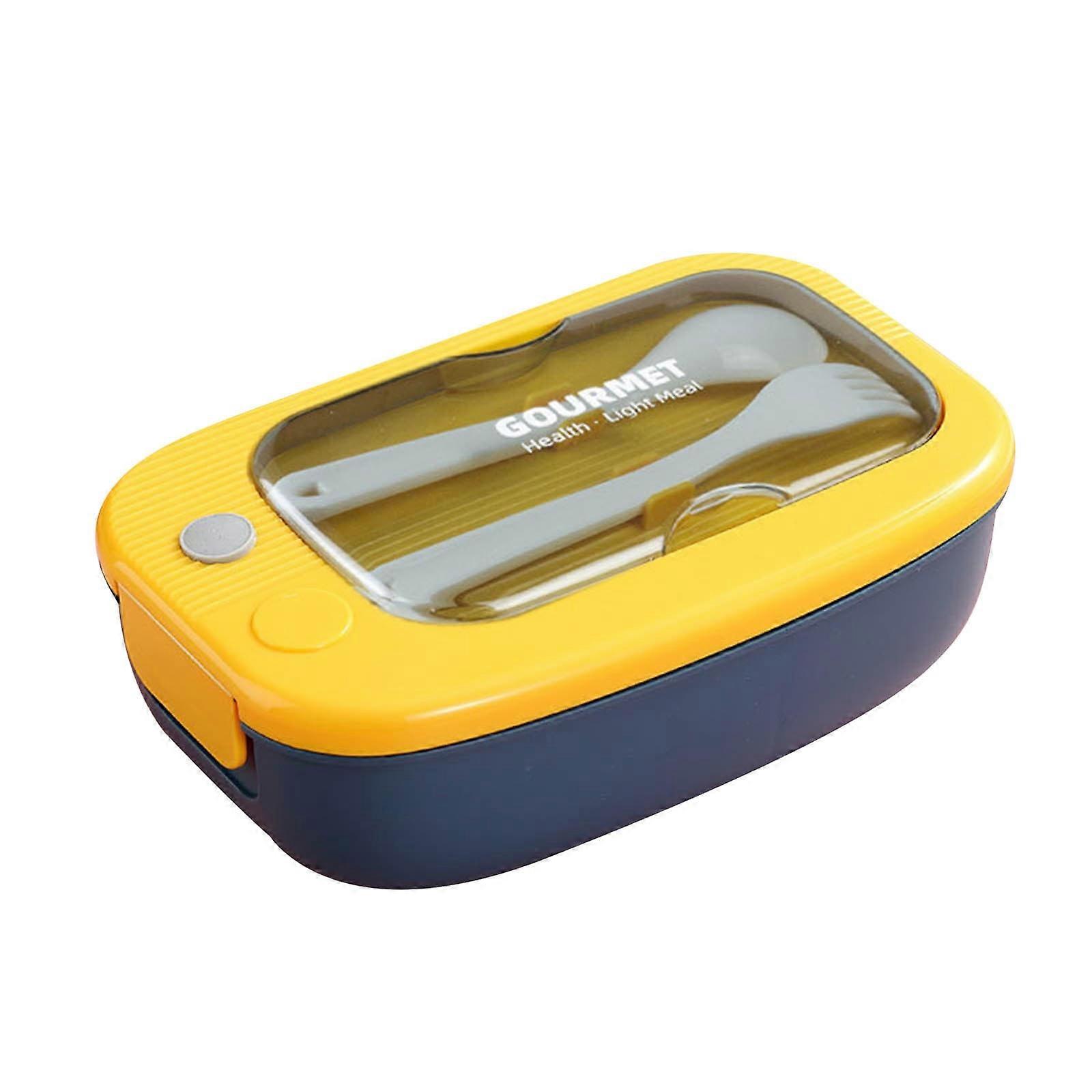 Plastic Lunch Box Microwave Heated and Separated Bento Box with Tableware Student Office Worker Portable Lunch Box