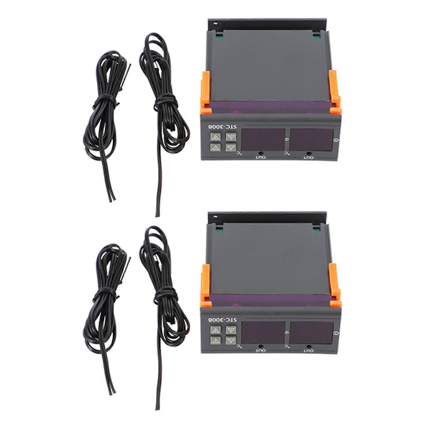 2X -3008 110-220V Dual Digital Thermostat Temperature Controller for Incubator Thermostat Dehumidifi