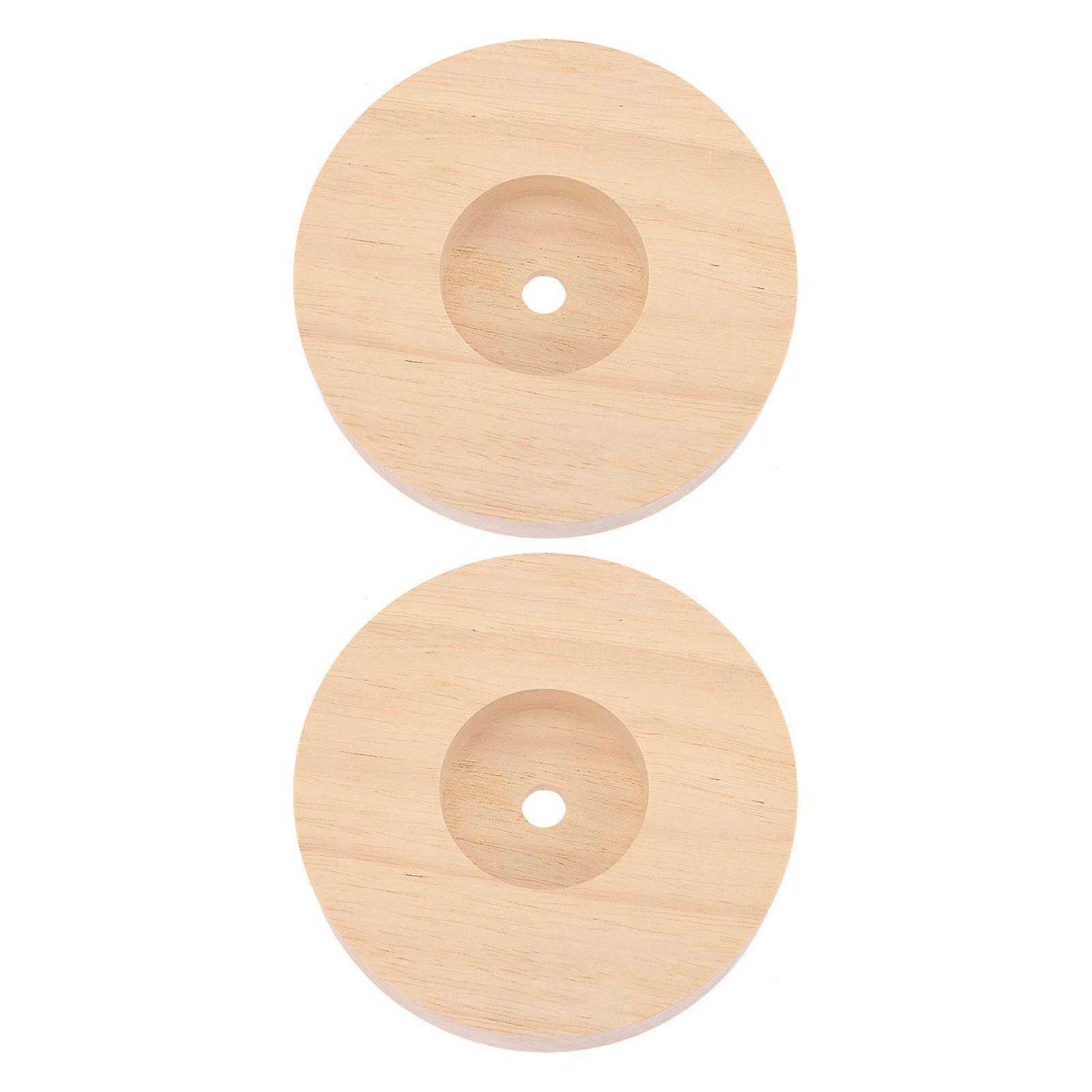 Solid Wood Lamp Base for Table Lamp 2Pcs Round Wooden Light Stand