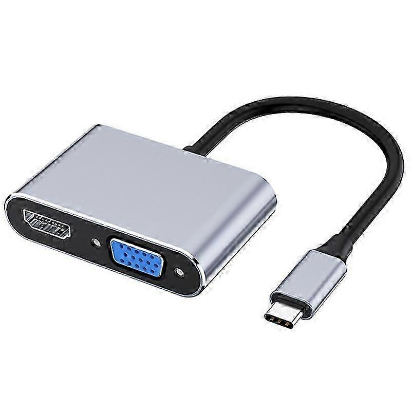USB C till VGA multiportadapter 4K typ C USB-C HUB Videoprojektorer Konverterare Portadapter för Pro