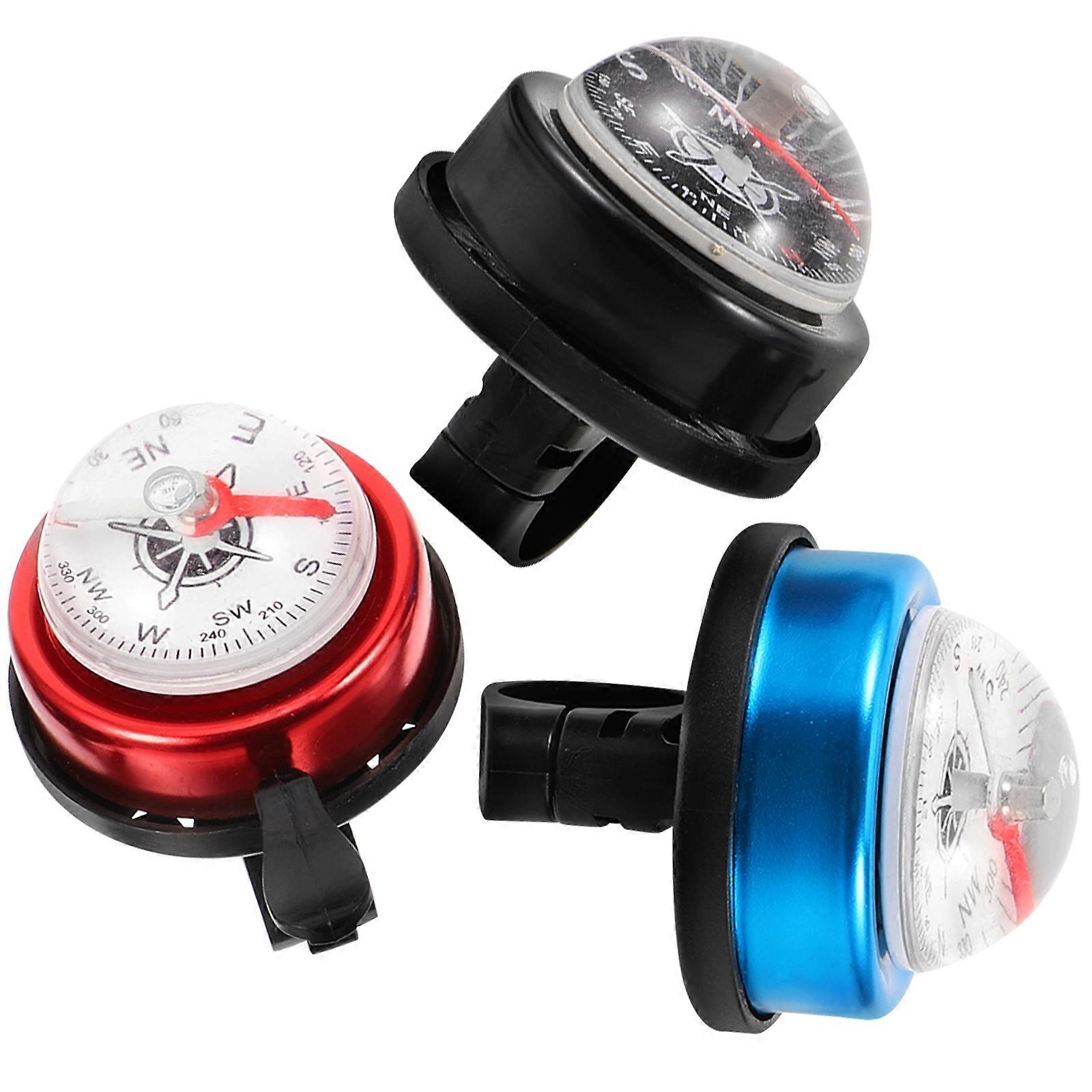 Aluminum Alloy Bike Bell with Warning Compass Function for Outdoor Navigation and Safety 3 Pack Assorted Colors