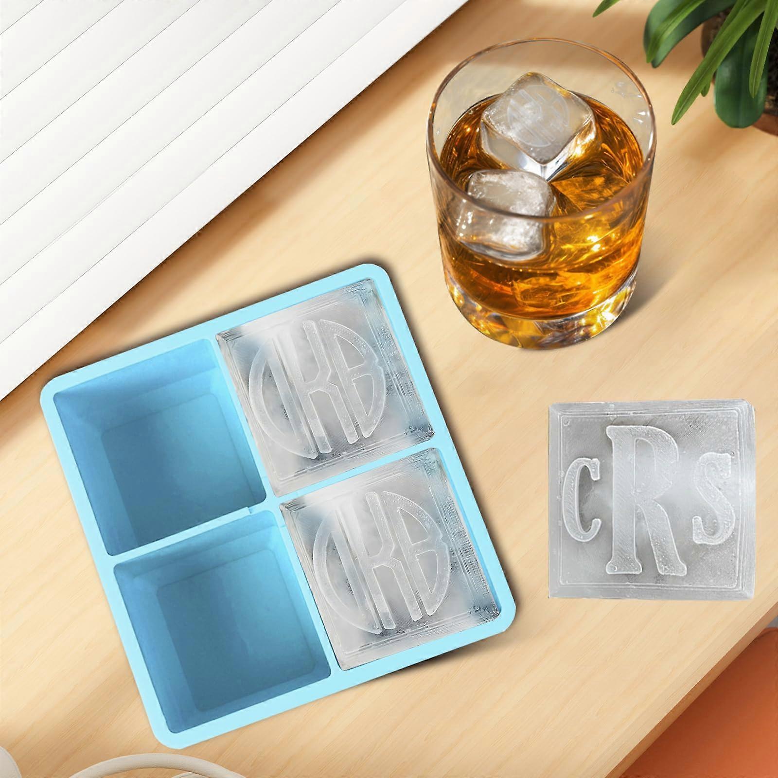 Whiskey Ice Cubes Mold with Lid, Custom 2 Inch Whiskey Rocks for Home Bar and Gifts