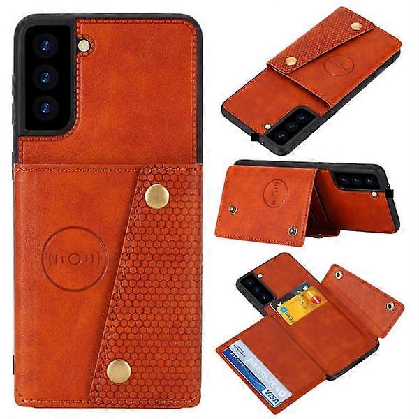 Compatible with Samsung Galaxy S21 FE - Practical Case with Card Holder Light Brown