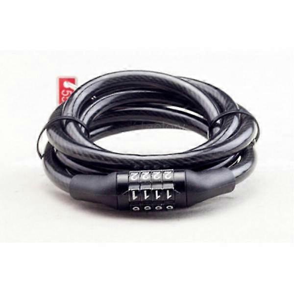 Bicycle Lock Combination Lock 4-Digit Code Steel Cable Password Lock Black