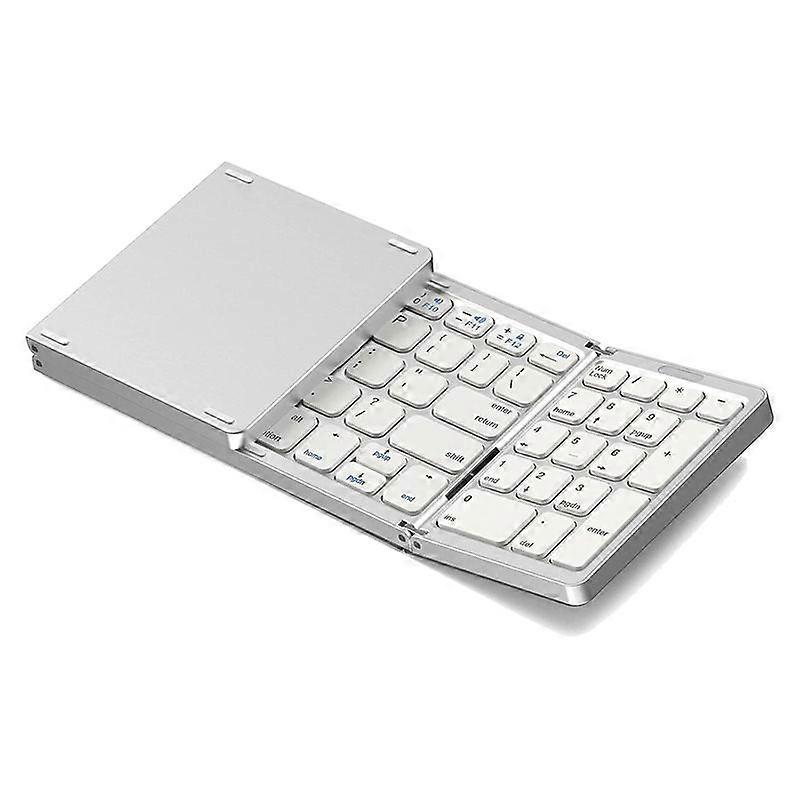 Foldable Bluetooth Keyboard,USB Rechargeable Wireless Keyboard Silver