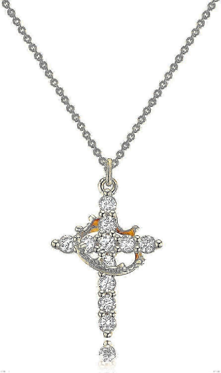 Crown Cross Necklace Accent