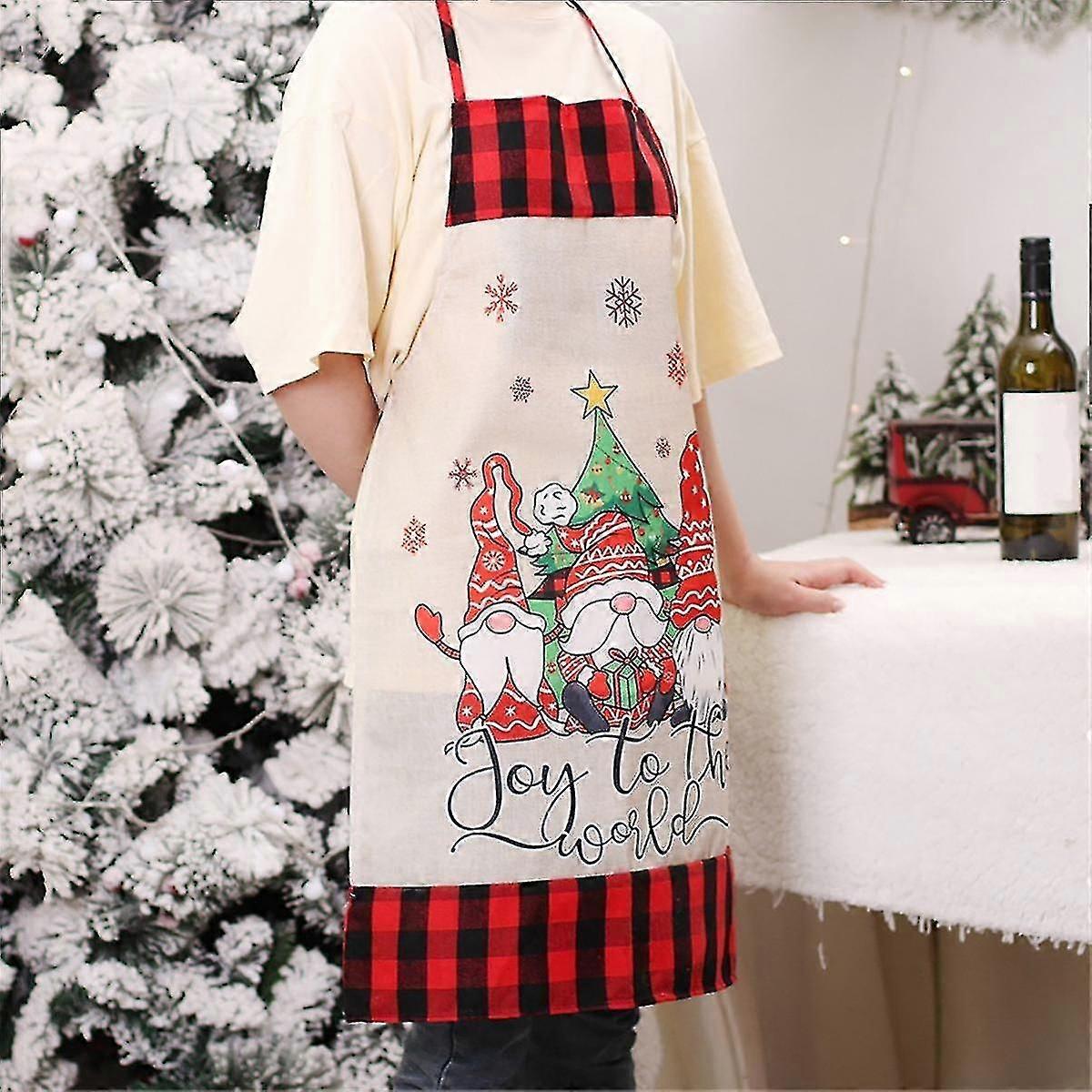 Christmas Bib -with Pockets Waterproof, Adjustable Apron For Merry Christmas B