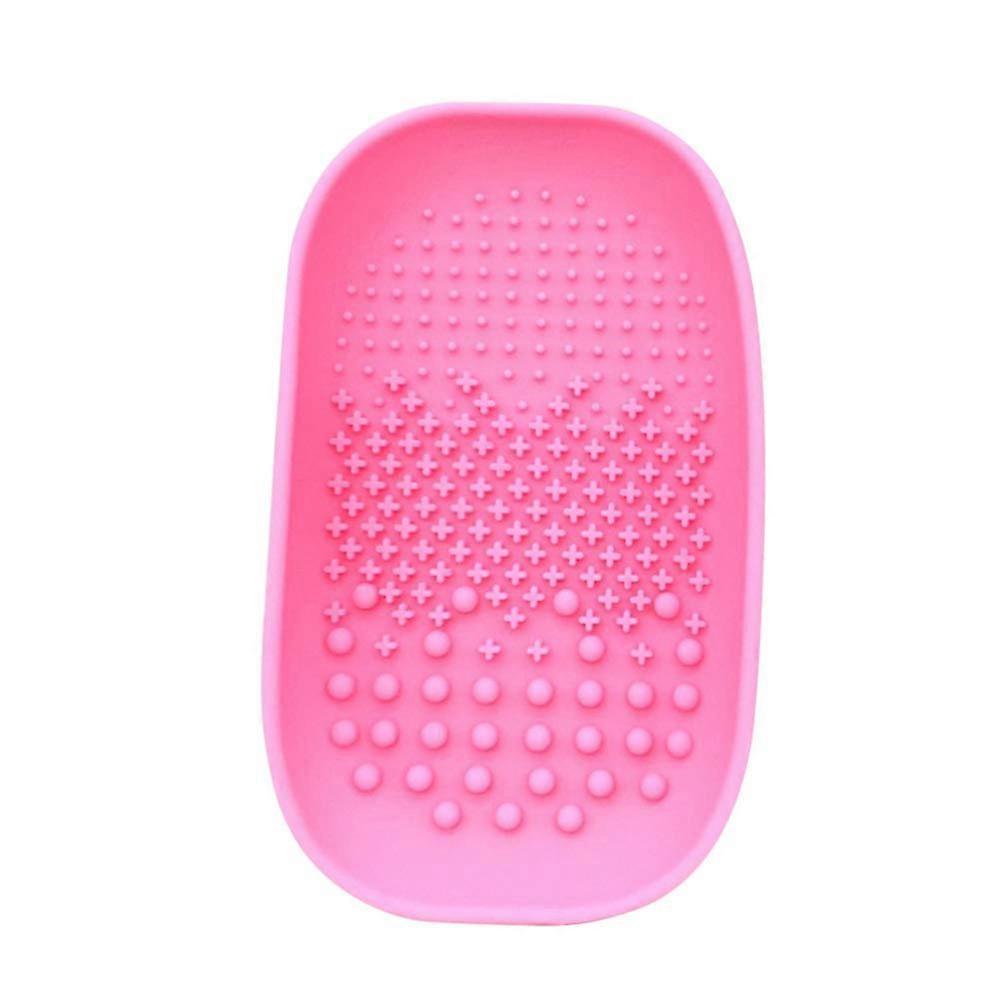Makeup Brush Cleaner with Durable Silicone Cleaning Pad, Fast Pink Brush Scrubber Plate