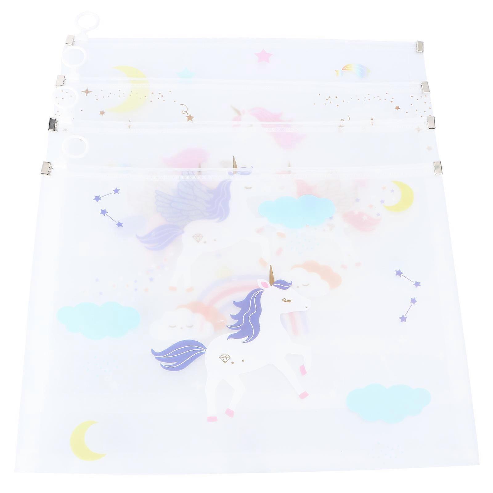 Plastic Document Holder File Pouch for Storage Multi-Function 4Pcs Pack