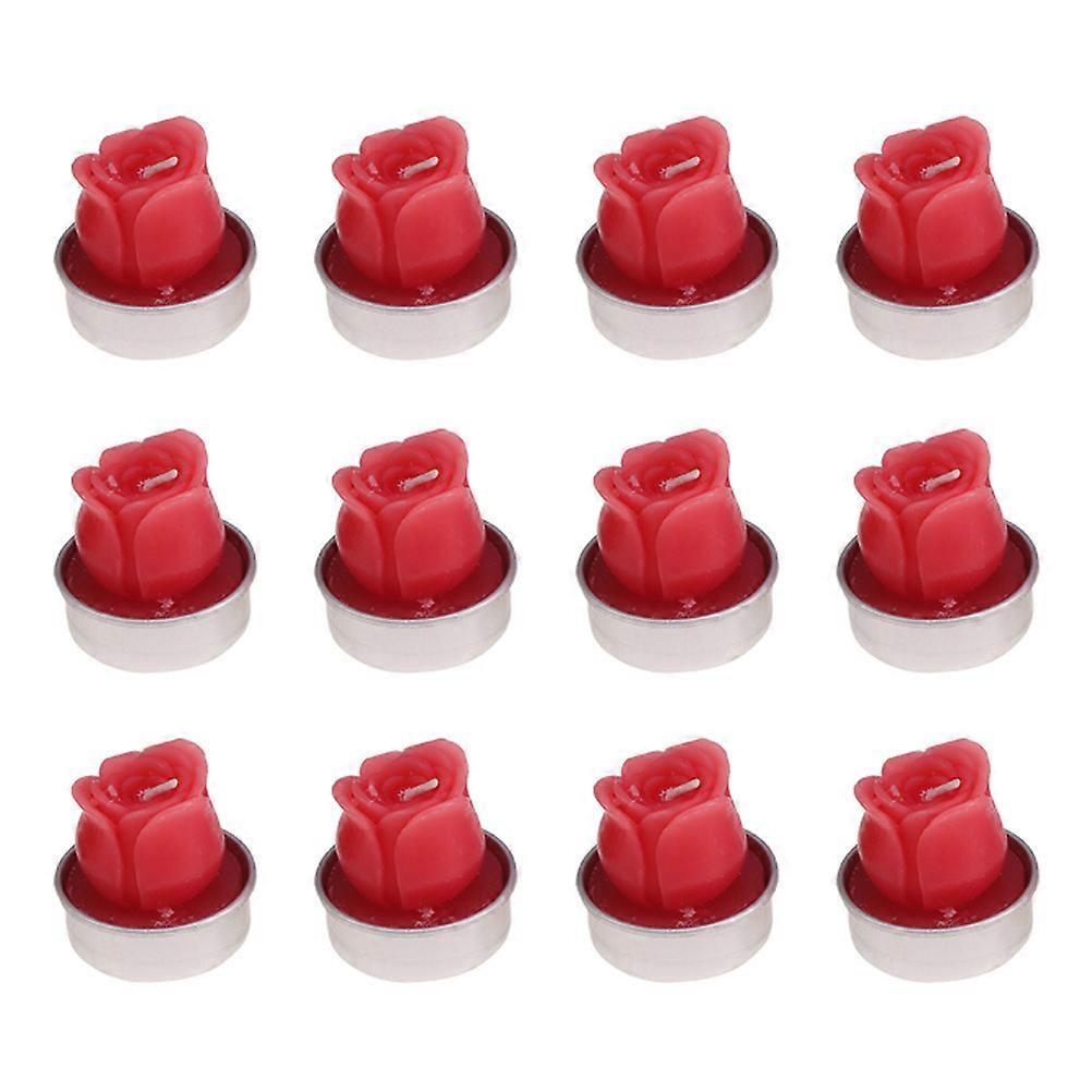 Decorative Candles Red Rose for Aromatherapy Decoration 36Pcs