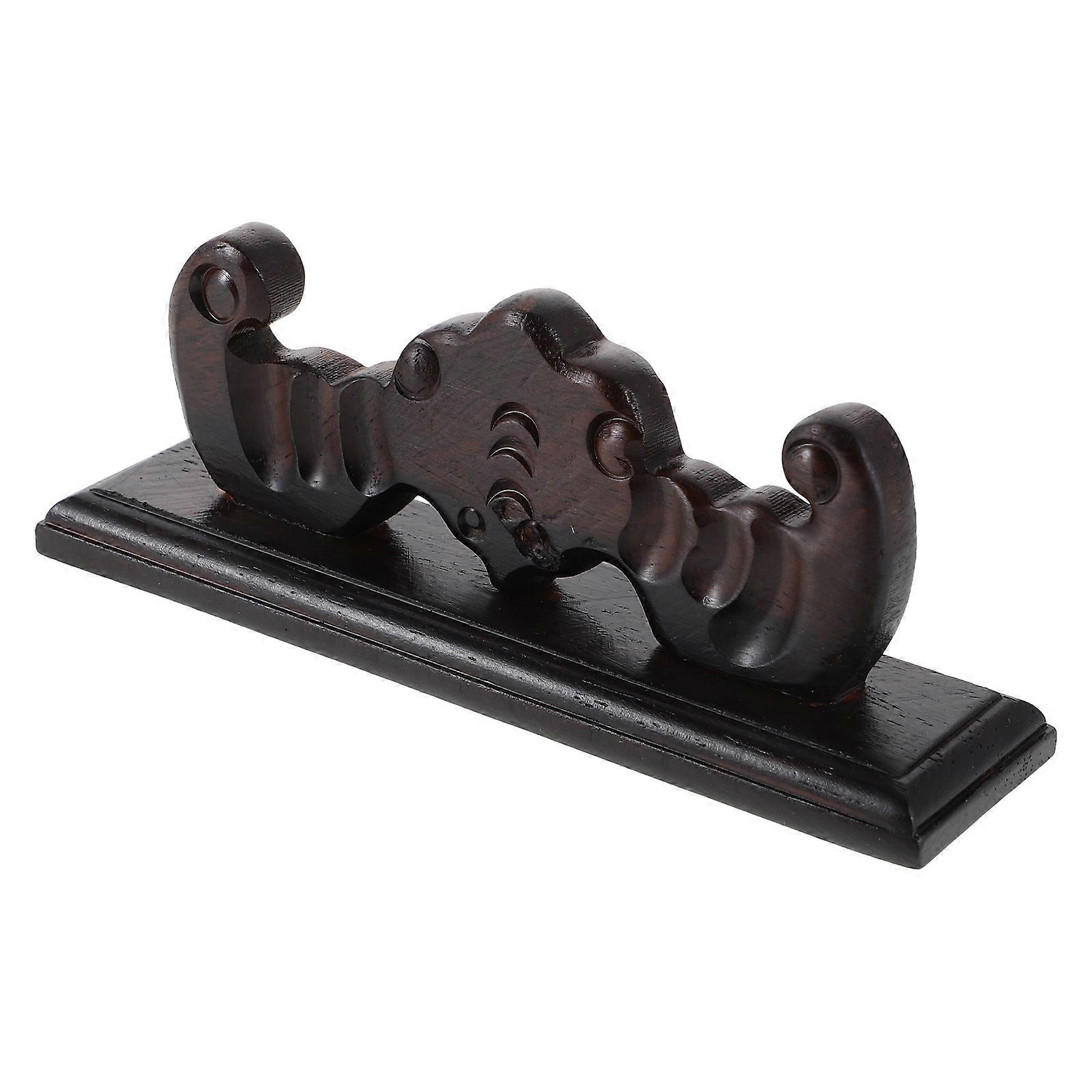 Wooden Bamboo Flute Display Stand for Storage with Artistic Carved Pattern