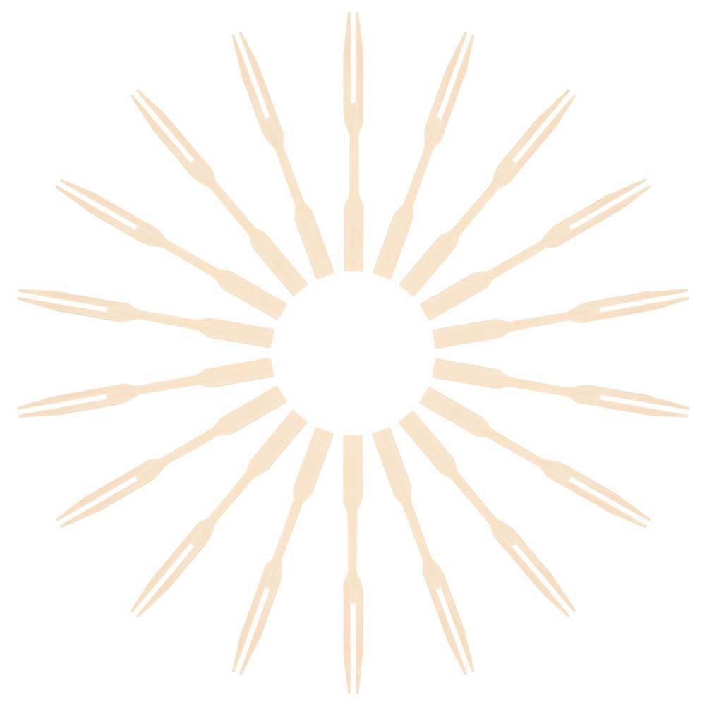 Beige Bamboo Fruit Forks Mini Appetizer Forks for 200Pcs Events