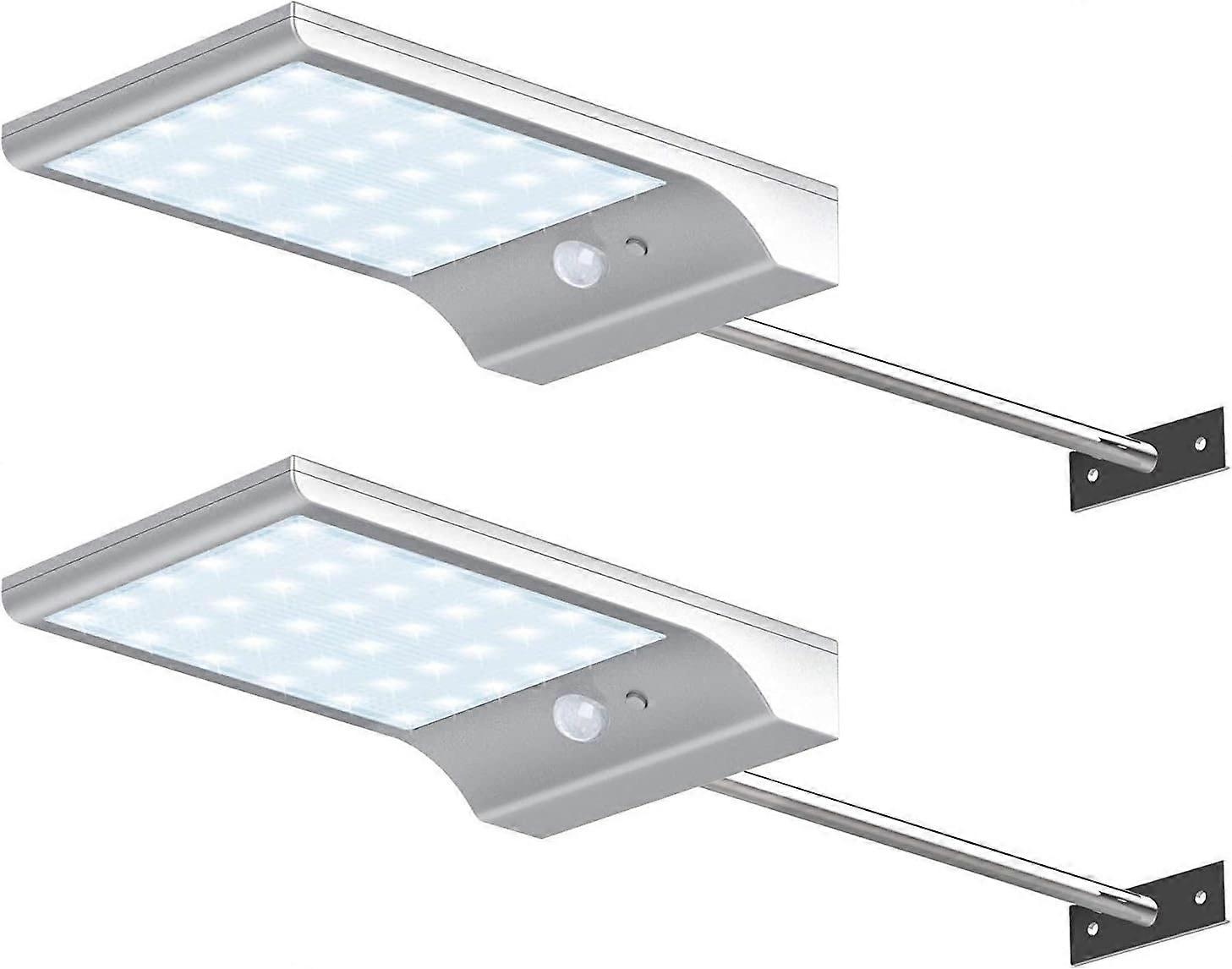 Night Light 36 LED Solar Motion Sensor Outdoor Lights, Gutter Light, Wall Sconces With Mounting Pole Pack of 2