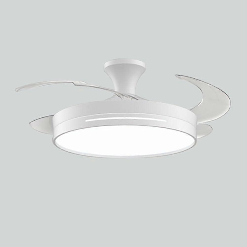Flush Mount Ceiling Fan With Light, Remote Control, Silent Motor, 36in White LED Full Spectrum, 3 Color Temps, 6 Speeds