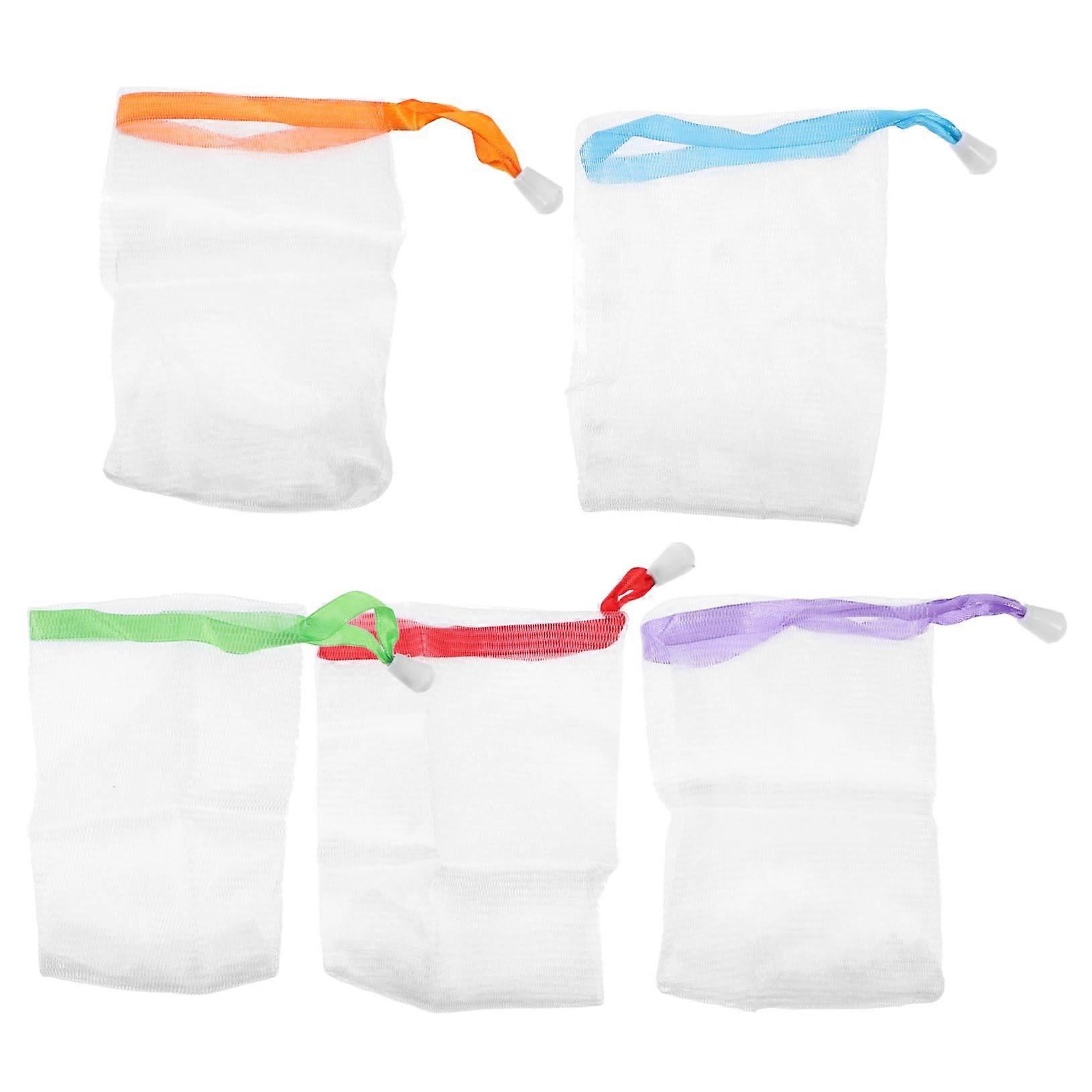 10Pcs Soap Foaming Net Exfoliating Pouch with Drawstring for Shower and Travel Quick Dry