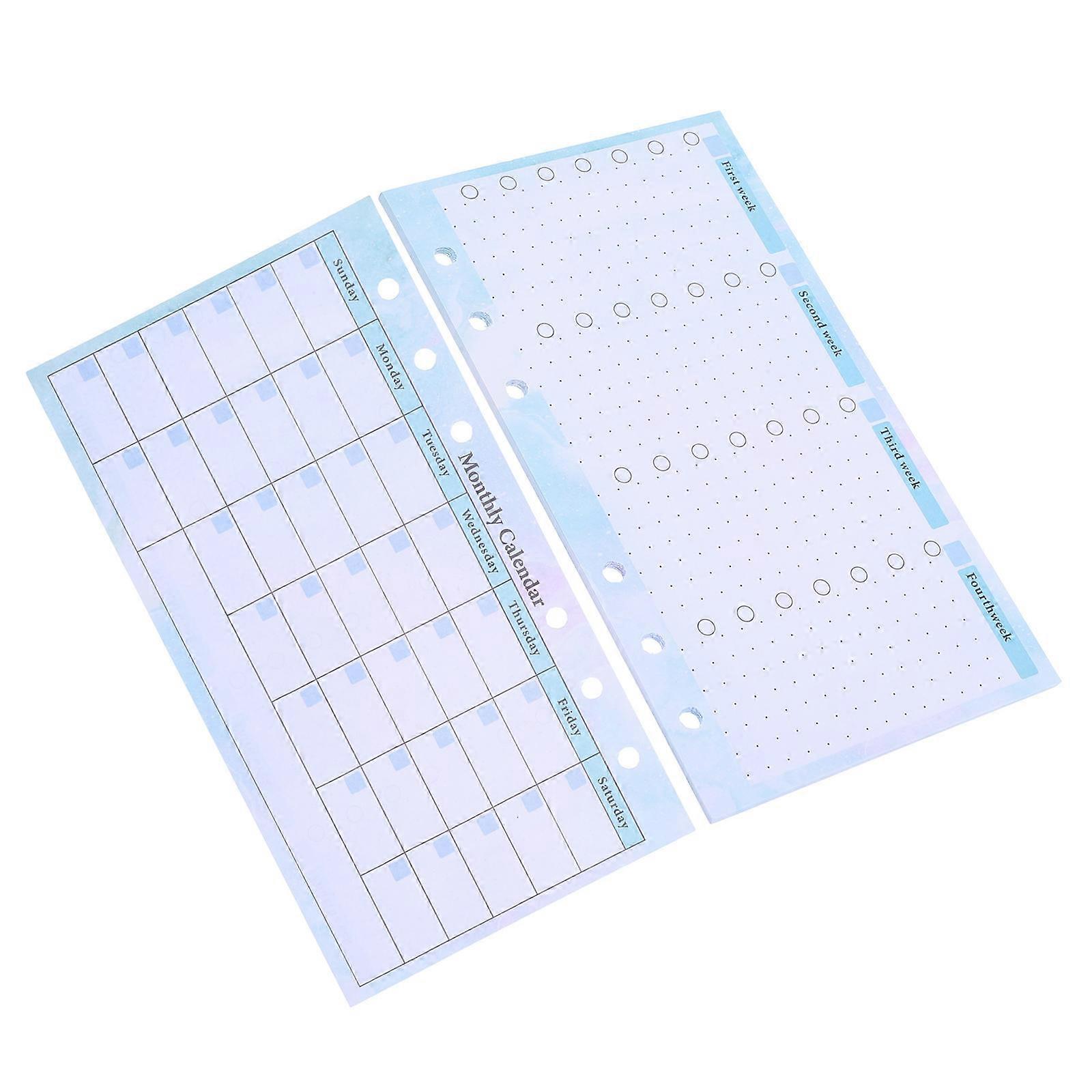 Hand Planner Monthly Planner Refill for Undated Notebook 14 Sheets Blue Paper