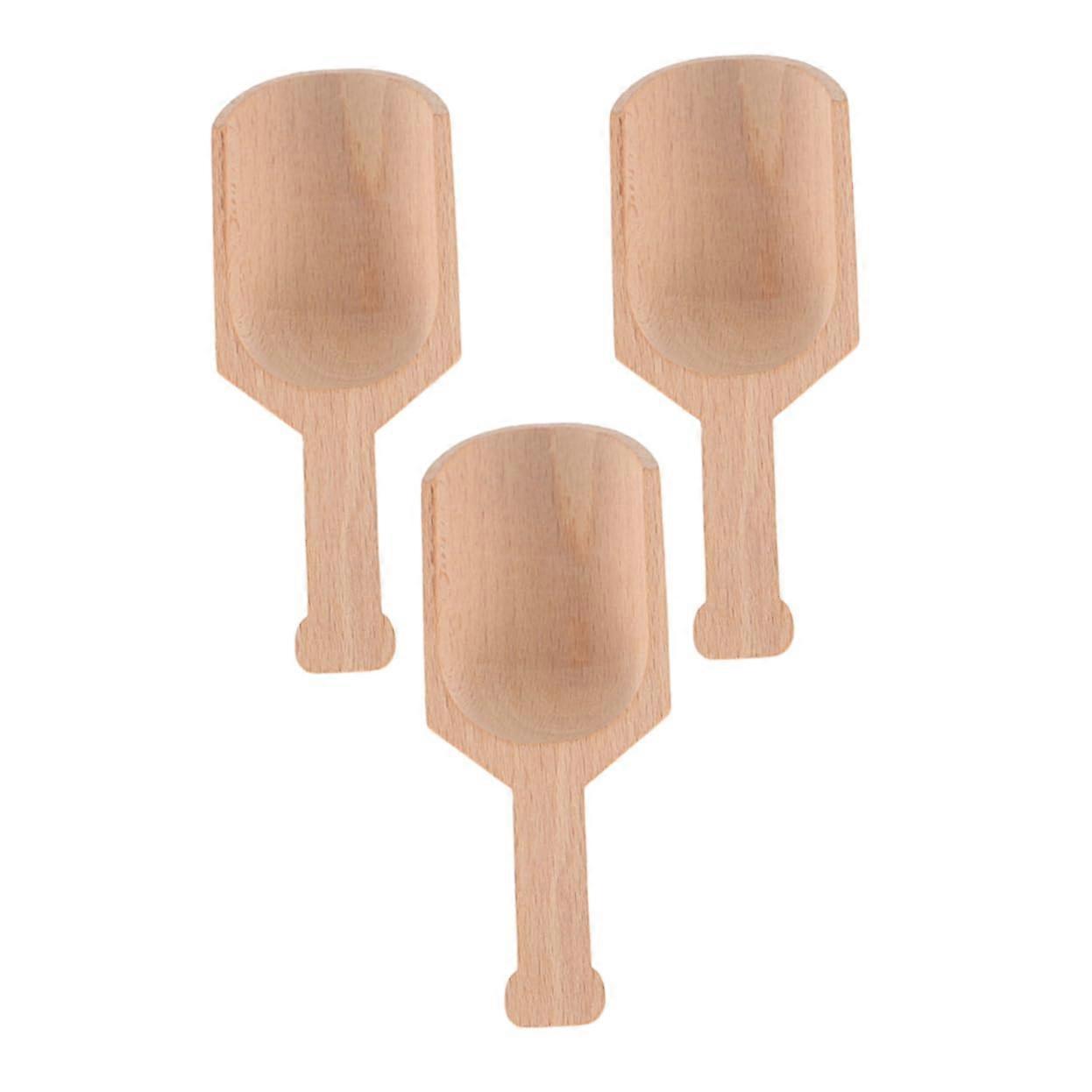 Wooden Tea Scoop Set of 3 with Ergonomic Handle, MultiPurpose for Bath Salt, Coffee and Spices