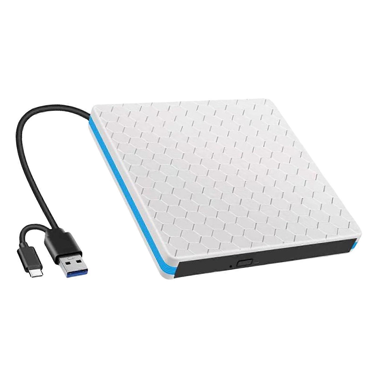 Universal External DVD Desktop Tray Charging Design With USBC And USB 3.0 Interface Supports 10/8/7 DVDs Blue Side