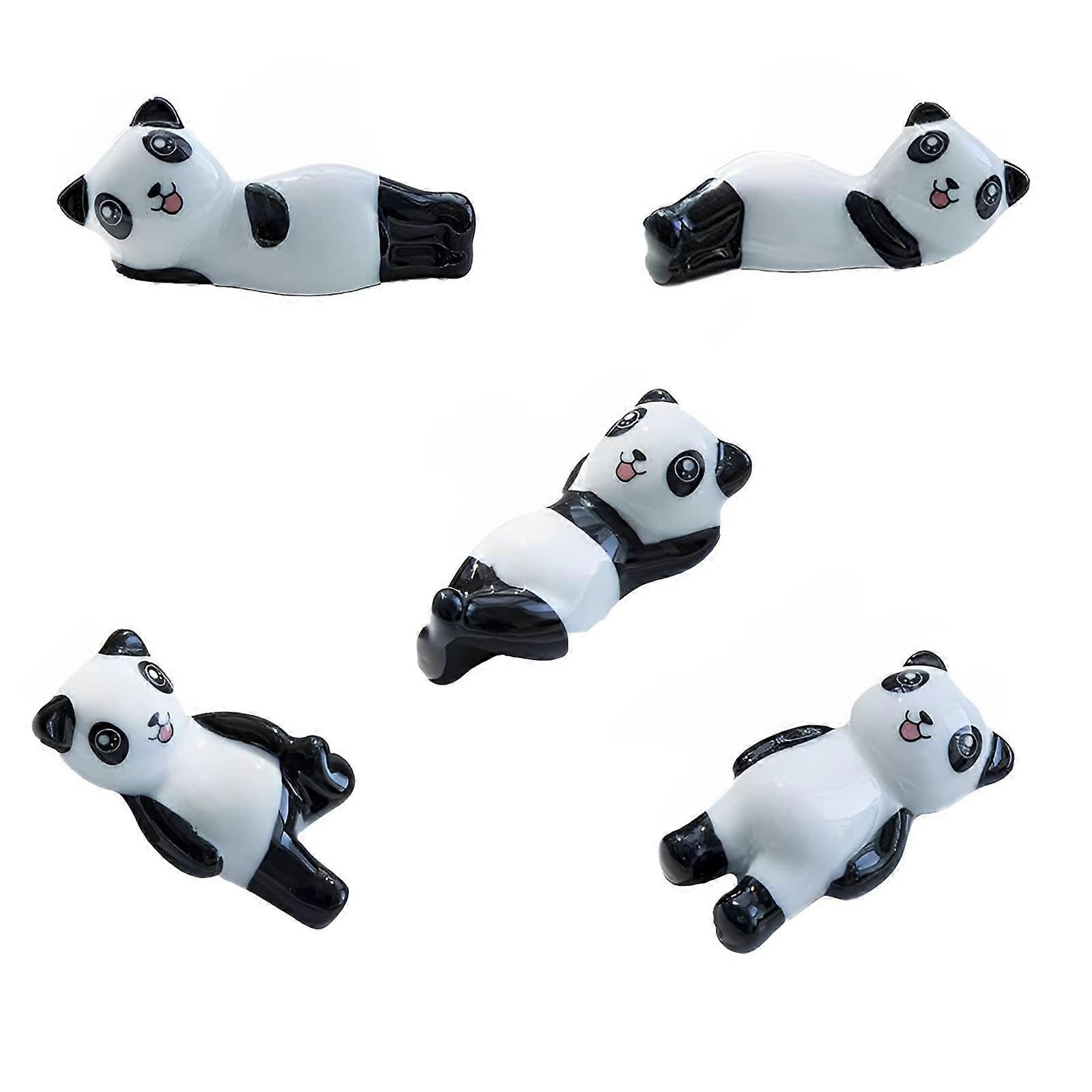 Set of 5 Ceramic Panda Chopstick Rests  Cute Utensil Holders for Table Setting, Dishwasher Safe