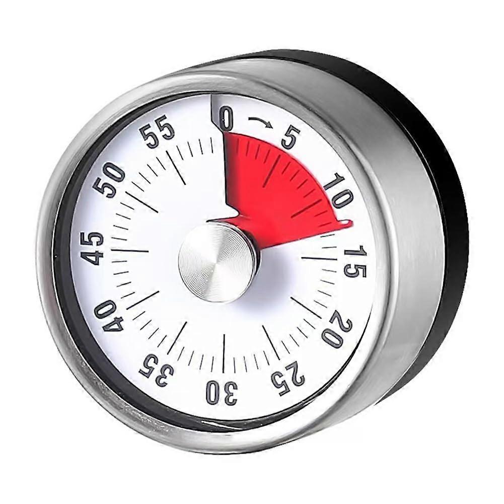 Stainless Steel Kitchen Timer with Loud 70dB Alarm, Magnetic Mechanical Countdown, Battery