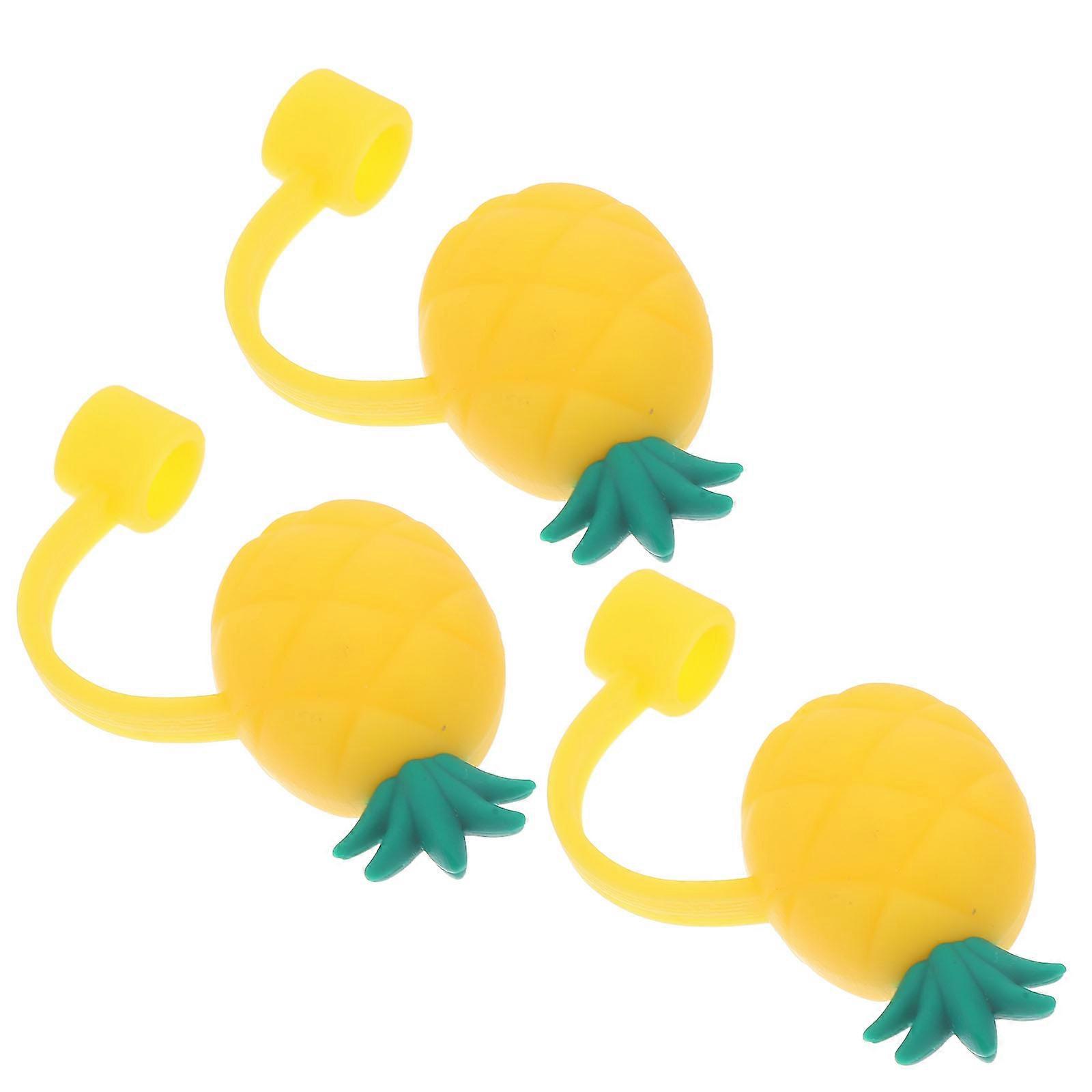 Pineapple Straw Silicone Caps Decorative Covers for Drinking 3Pcs Straw Tips