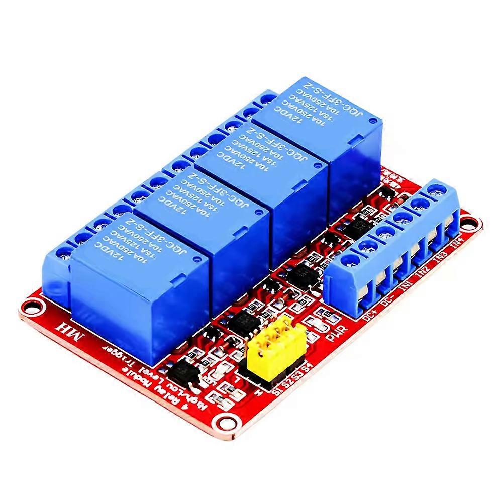 4 Channel Relay Module 5V 12V Board Shield with Optocoupler Isolation Support High and Low Level Trigger 5V