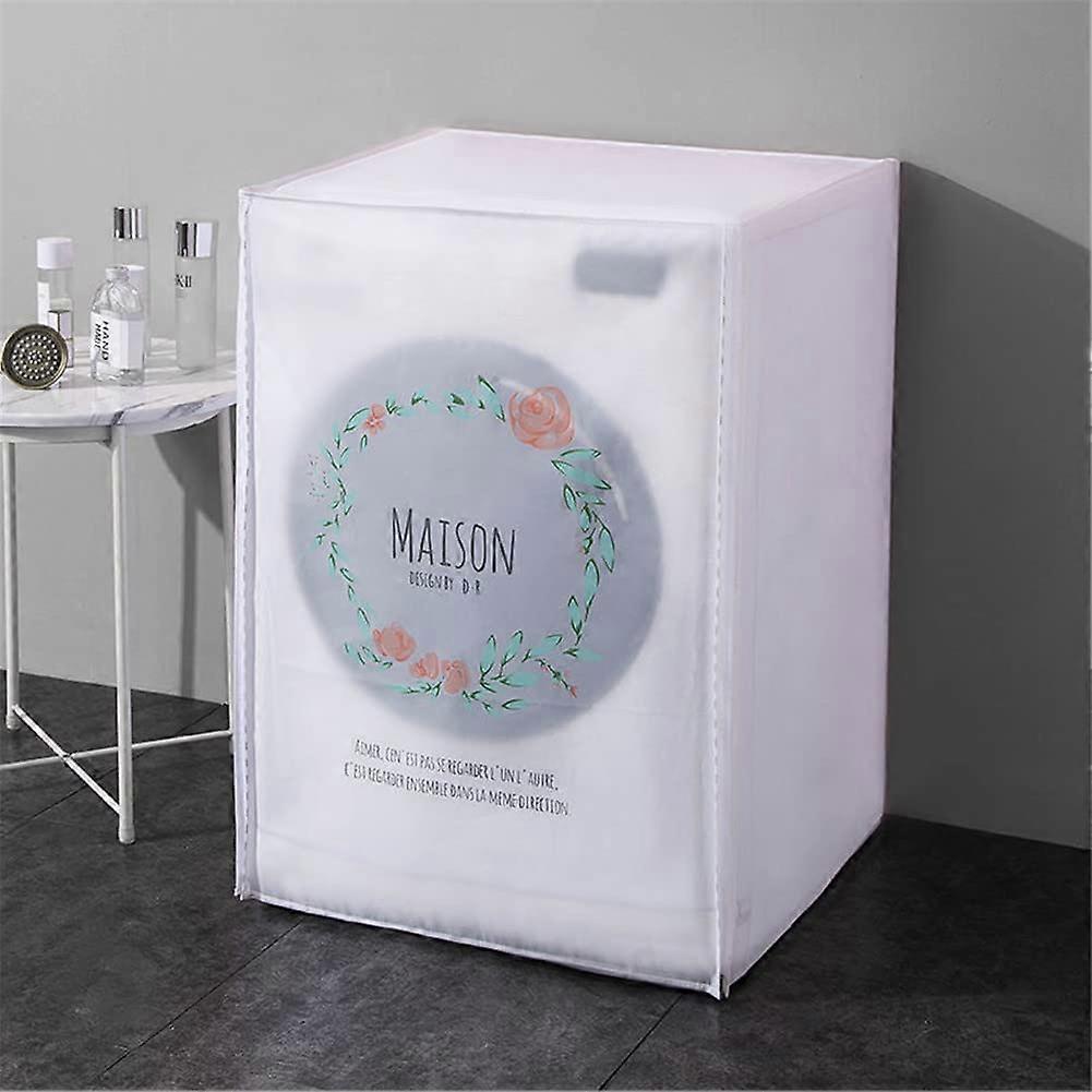 Waterproof Front Load Washing Machine Cover, Dustproof PEVA Washer Protector 810kg Rose