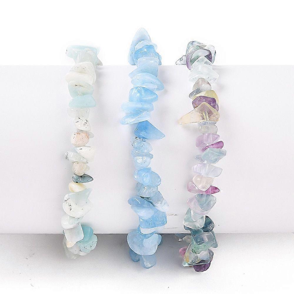 Chips Natural Mixed Stone Stretch Bracelets Stackable Bracelets 1/4~1/2 inch(0.6~1.2cm) Inner Diameter: 2-1/8~2-1/4 inch(5.5~5.7cm) 3pcs/set
