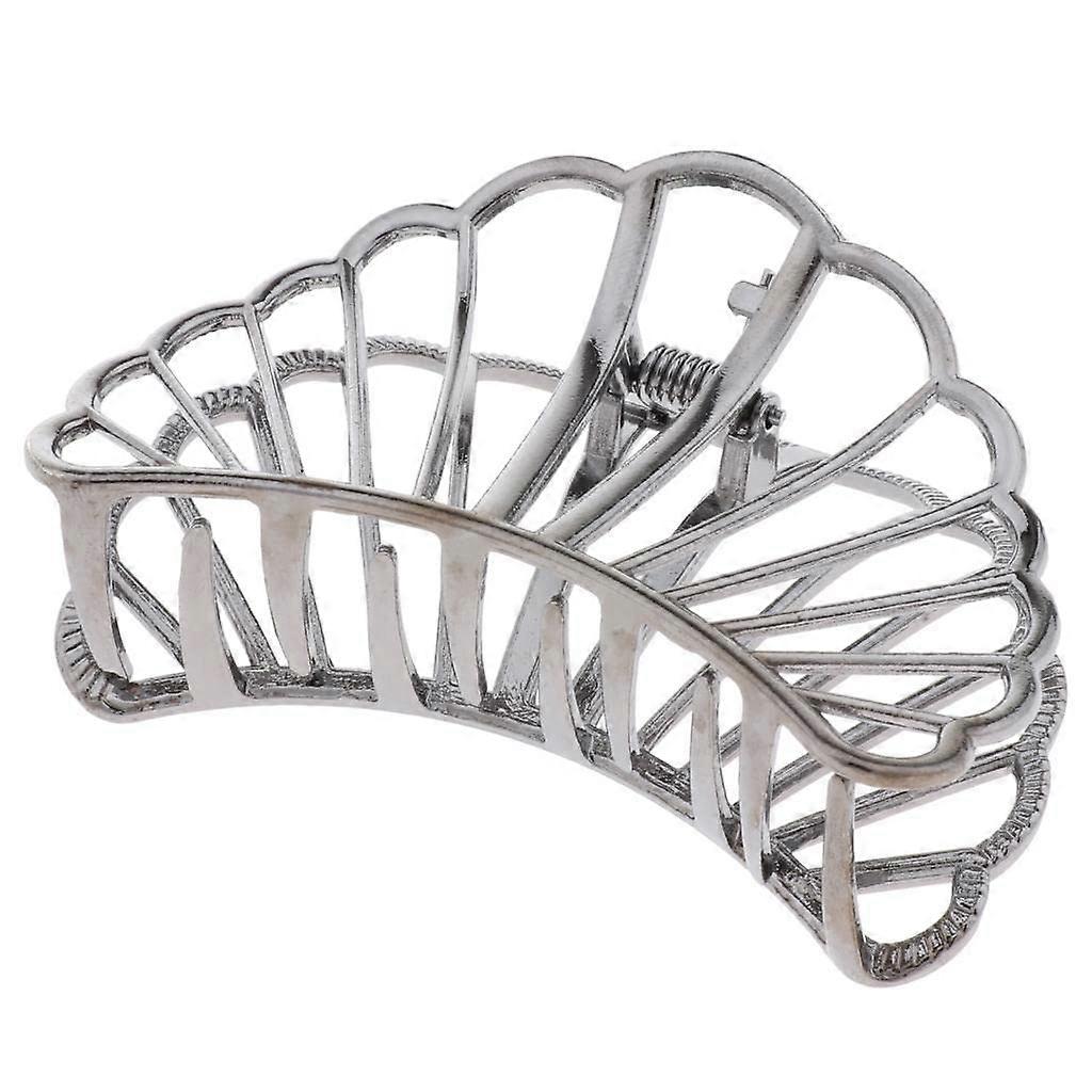 Large Black Geometric Hair Claw Clip with Secure Interlocking Teeth and Durable Metal Construction