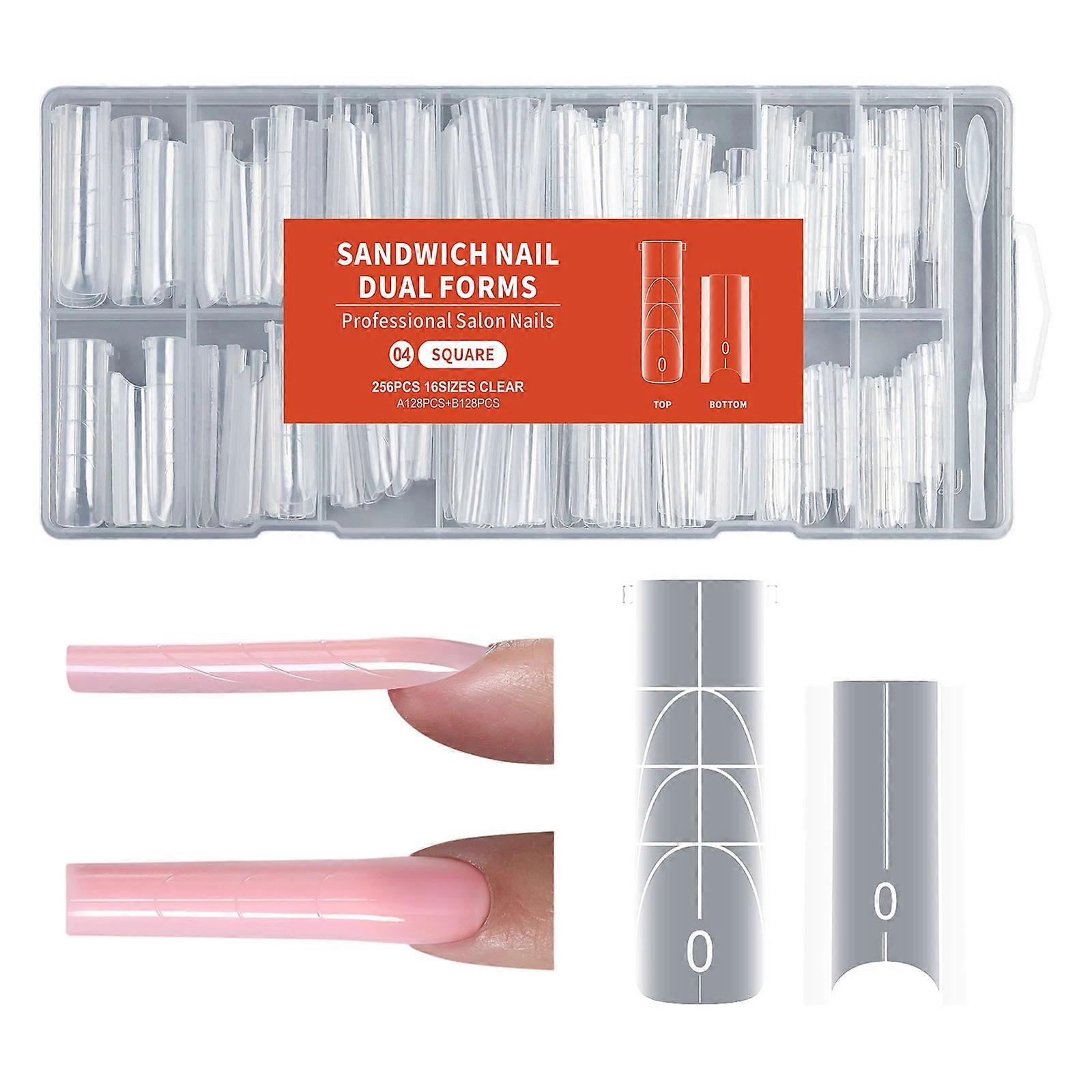 256Pcs Highly Value Nail Extension Templates Sandwich Style Enabling Paperless Application For Various Users Including Beginners Multicolor