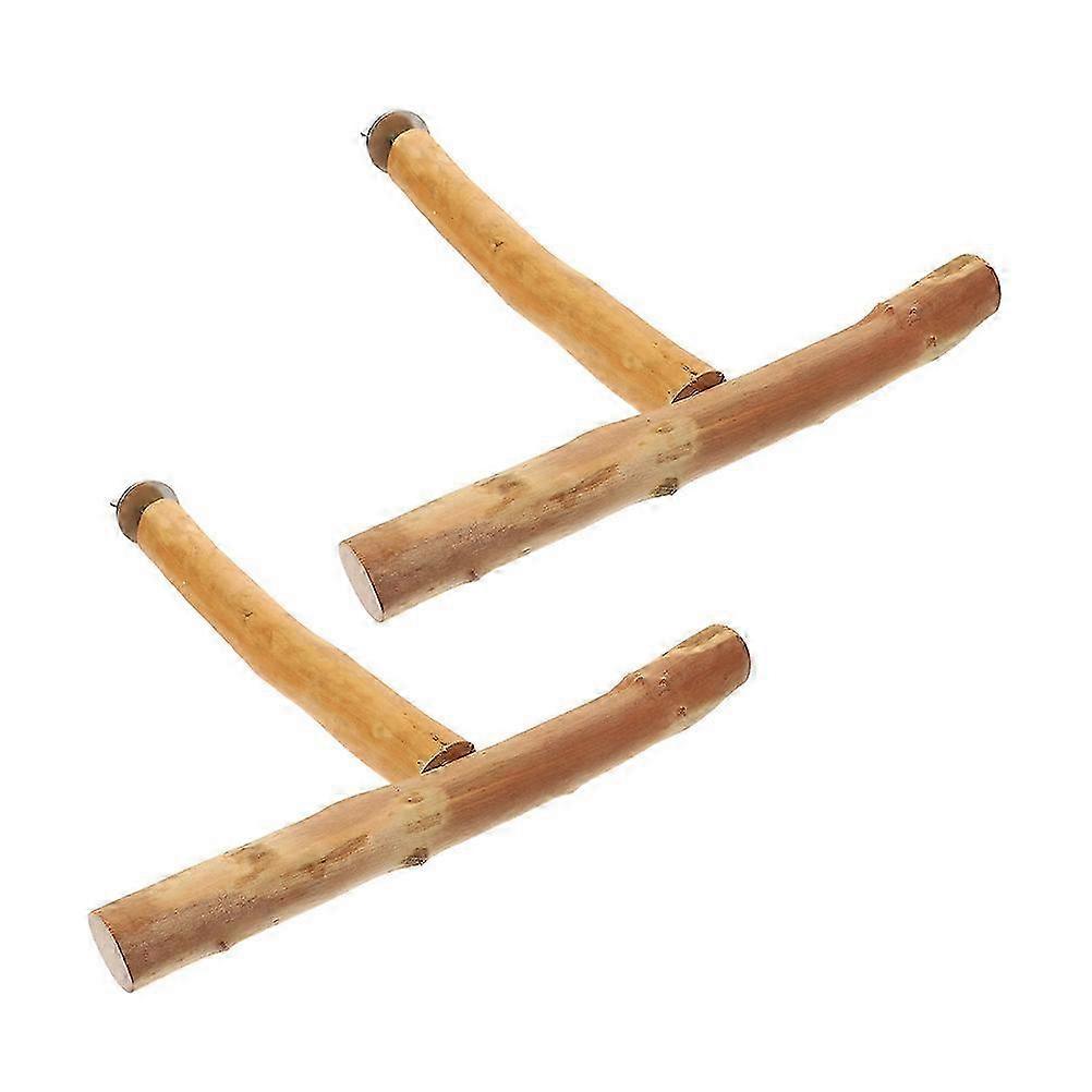 T Shape Wood Bird Perch For Training Indoor Use With Adjustable Angles 2Pcs