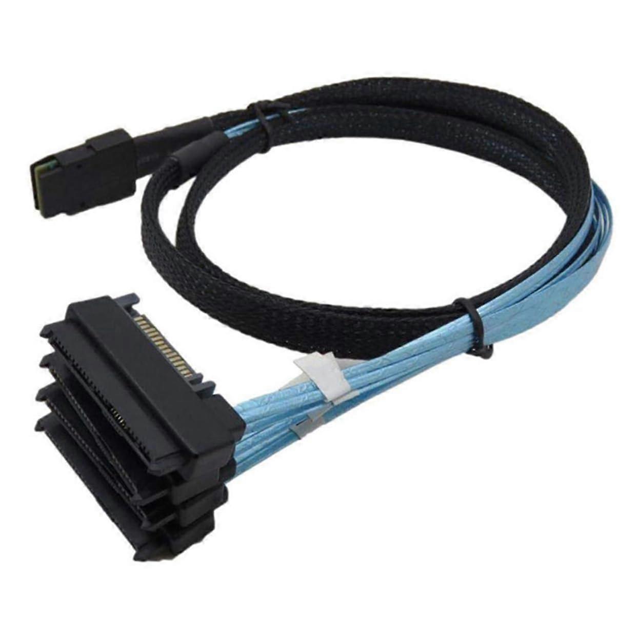 0.5m Mini SAS SFF8087 to 4 SATA Cable Speed Data Transfer for PCIe Controller Black