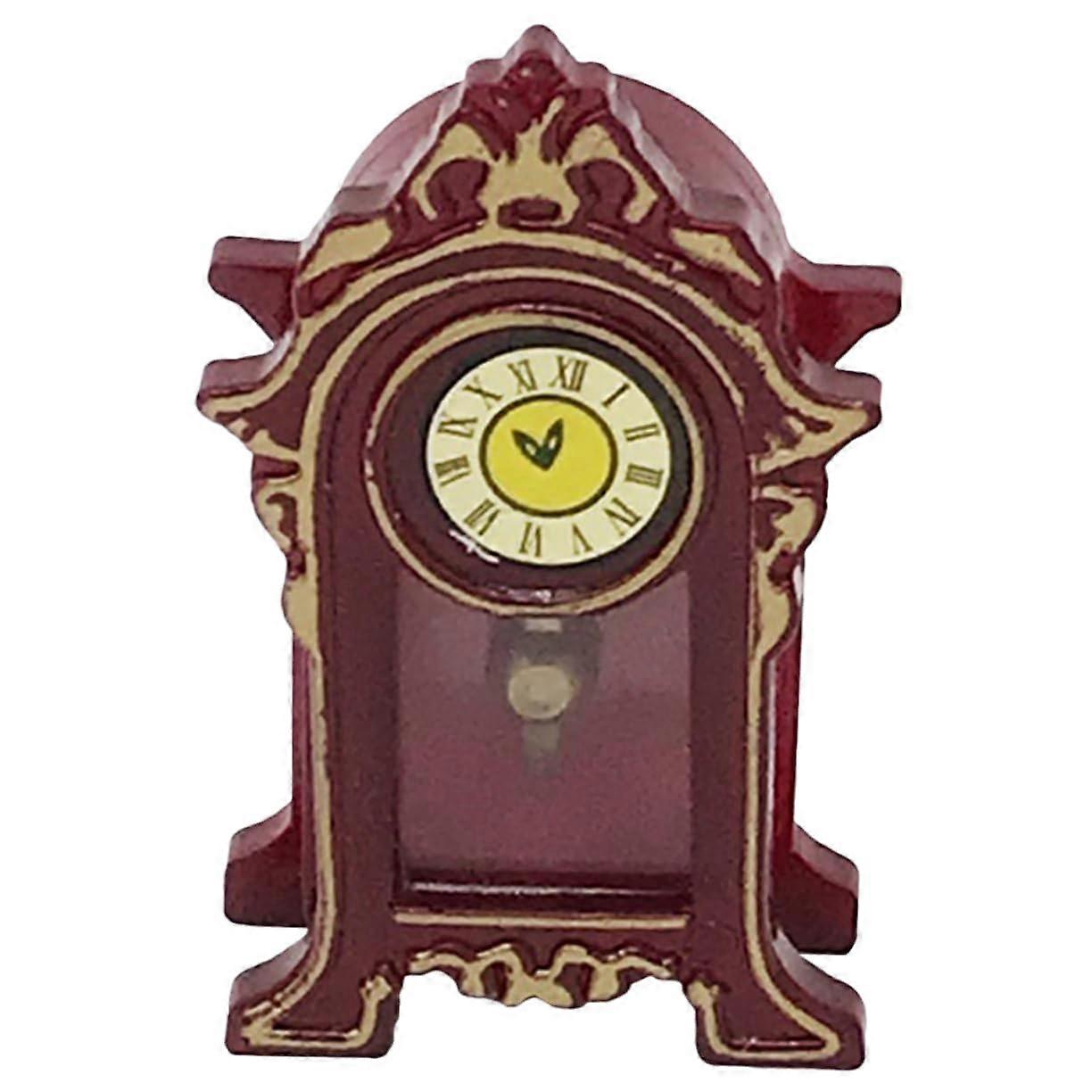 Miniature Pendulum Clock for Dollhouse Vintage Retro Style Mini Table Clock Decoration Accessory