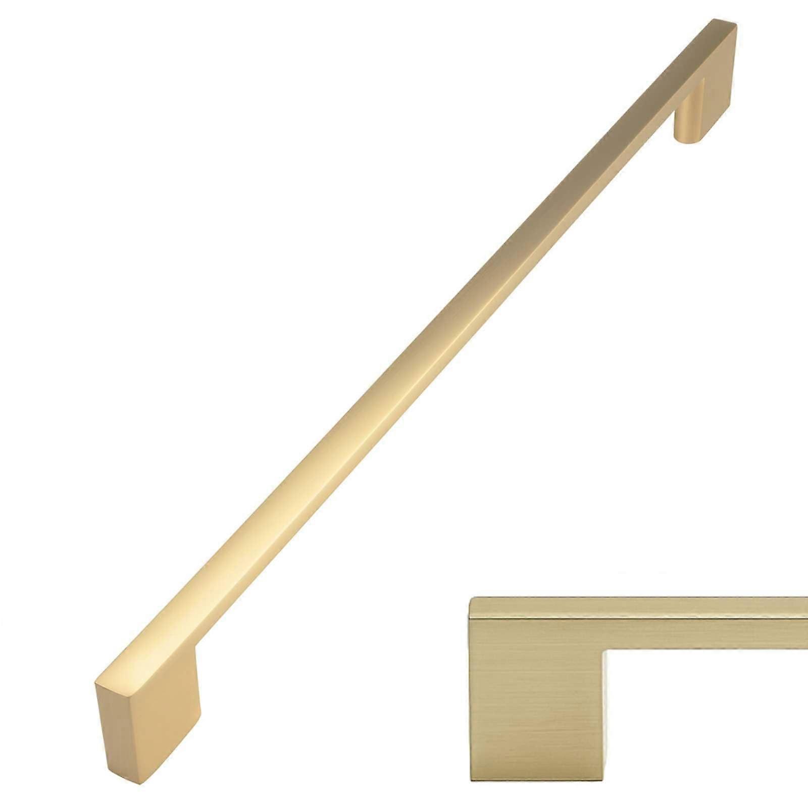 Brushed Gold Cabinet Handles 320mm Modern Euro Square Design Durable Solid Aluminum Pulls